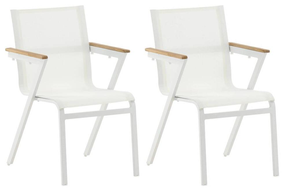 Stapelsessel-Set Mexico 2er Set ca. 57x87 cm Alu Weiß - Weiß, KONVENTIONELL, Holz/Metall (57/87/61cm) - Gardenson