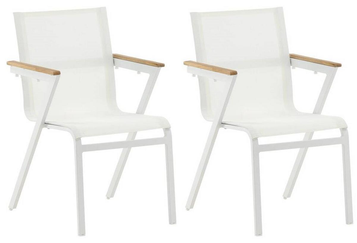 Stapelsessel-Set Mexico 2er Set ca. 57x87 cm Alu Weiß - Weiß, KONVENTIONELL, Holz/Metall (57/87/61cm) - Gardenson