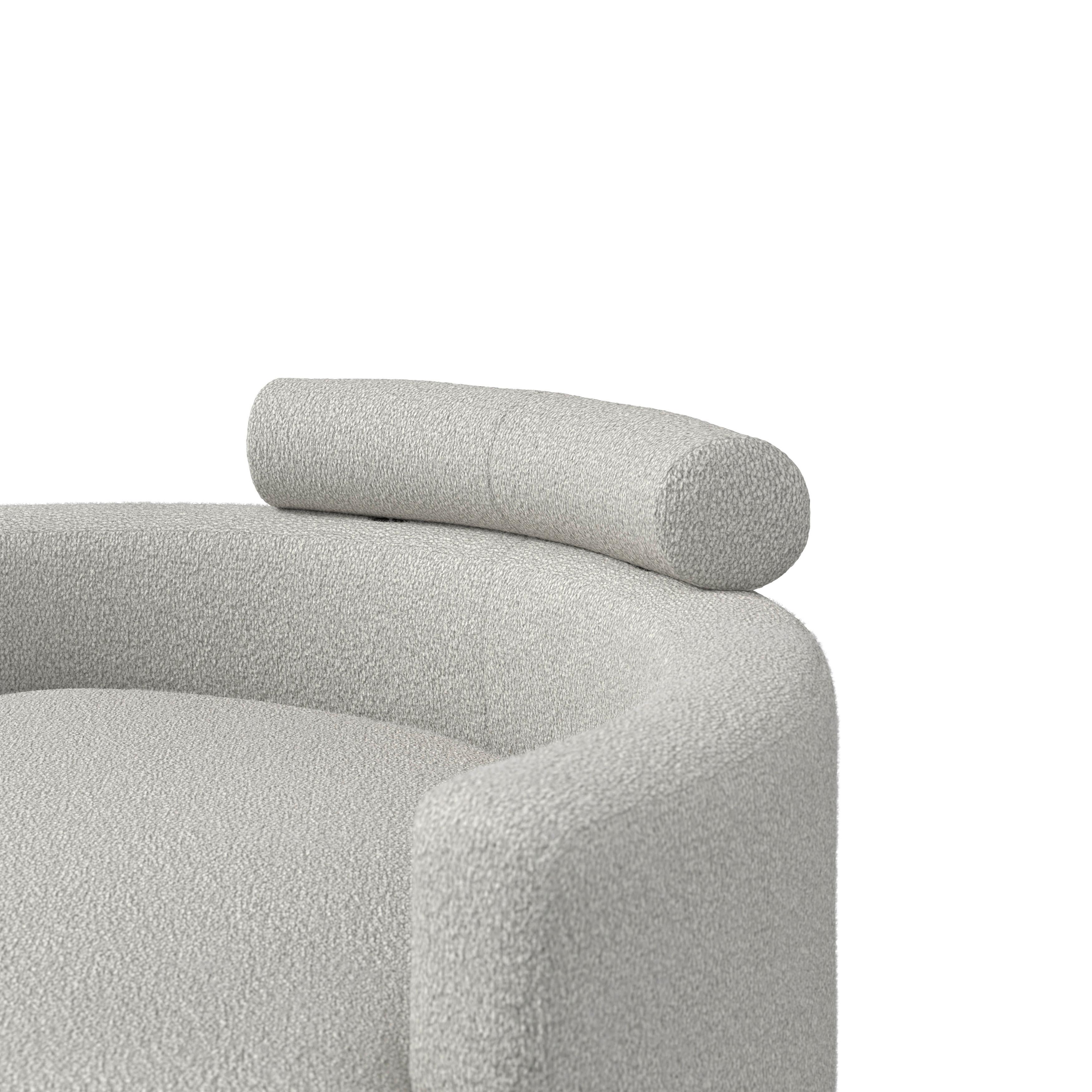 Fotelj Bianca, Siva - siva/naravne barve, Moderno, tekstil/les (111/69/152cm) - Bessagi Home