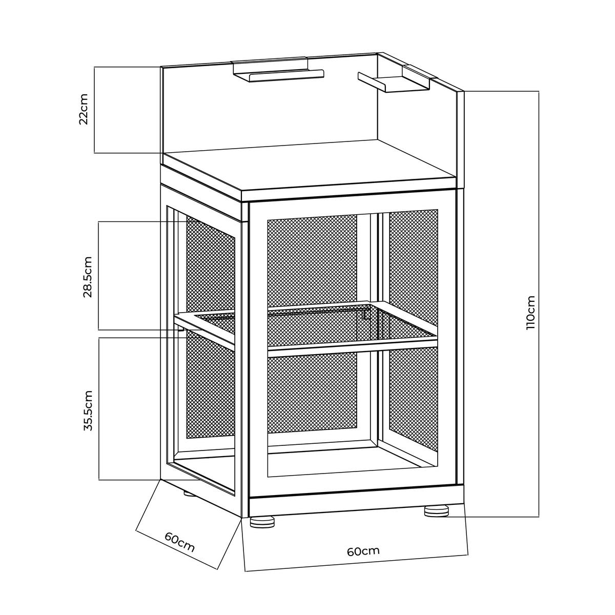 Outdoorküchenunterschank Ecke Origin Anthrazit - Anthrazit, Basics, Metall (60/110/60cm) - Gardenson