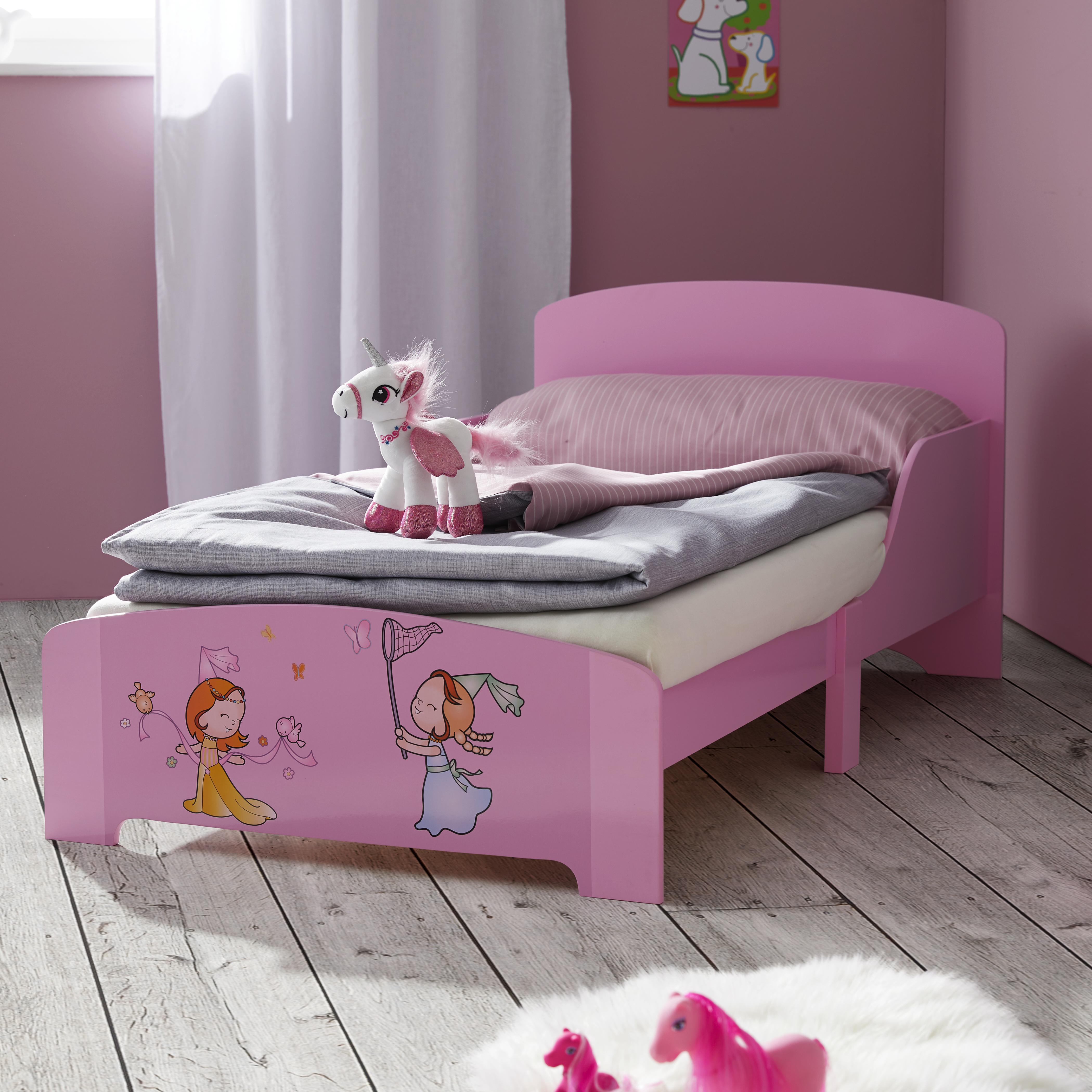 Kinderbett in Rosa 'Alisa' - Rosa, MODERN, Holz (77/60/143cm) - Bessagi Kids