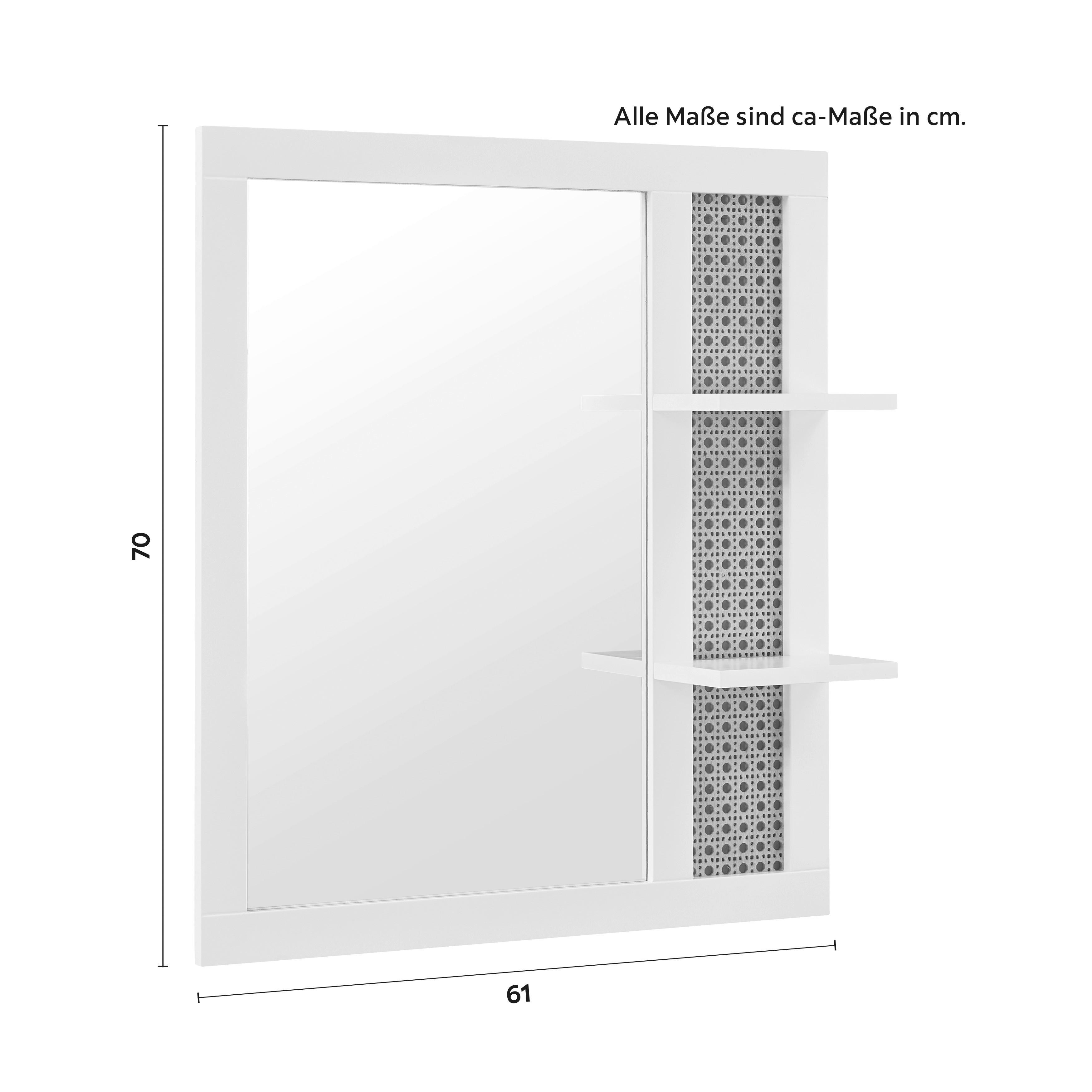BADRUMSSPEGEL LISA - vit/naturfärgad, Modern, trämaterial/glas (61/70/13cm) - Bessagi Home