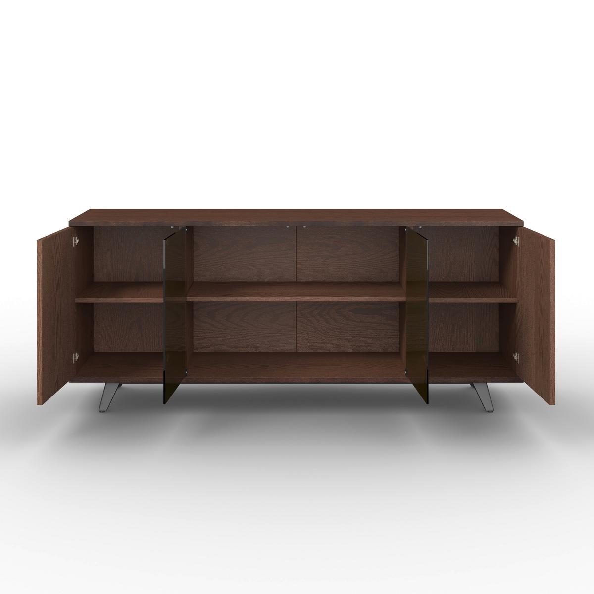 Sideboard Zelia Holz/Glas Braun/Walnussfarben - Walnussfarben/Schwarz, MODERN, Glas/Holz (180/77/45cm) - Bessagi Home