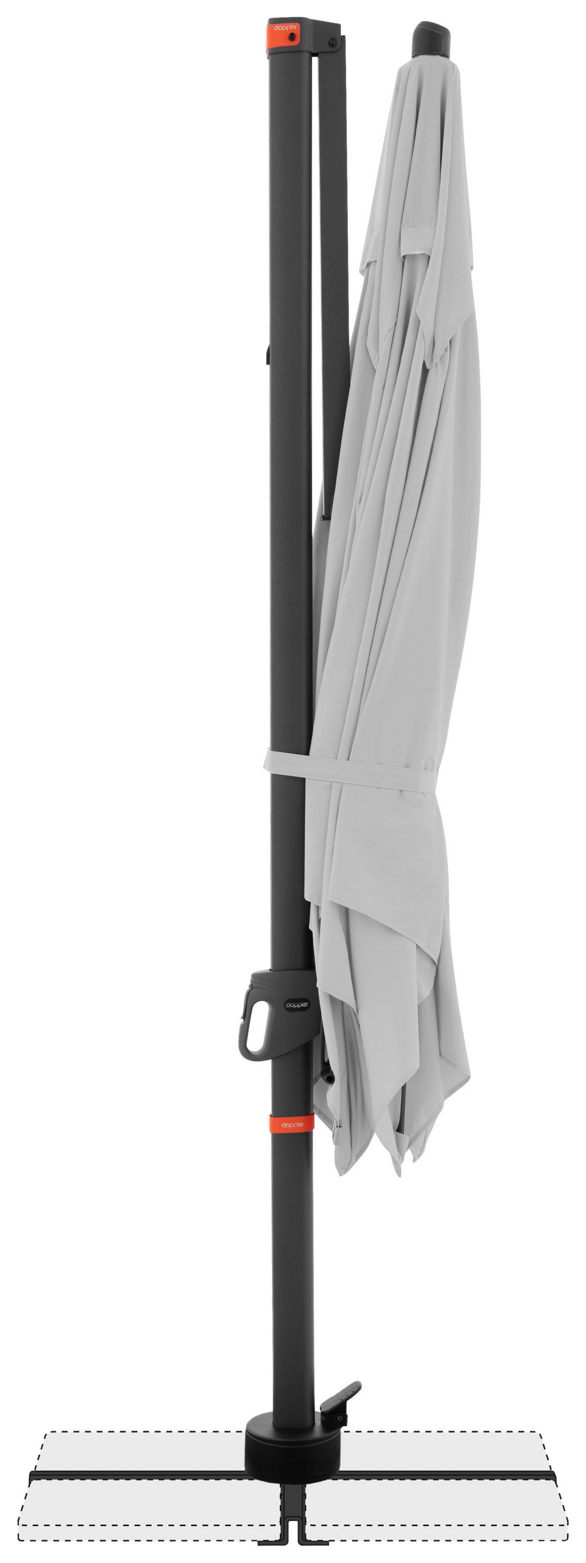 Ampelschirm Myzone Hellgrau ca. 280x280cm - Anthrazit/Hellgrau, Basics, Textil/Metall (280/280cm) - Doppler
