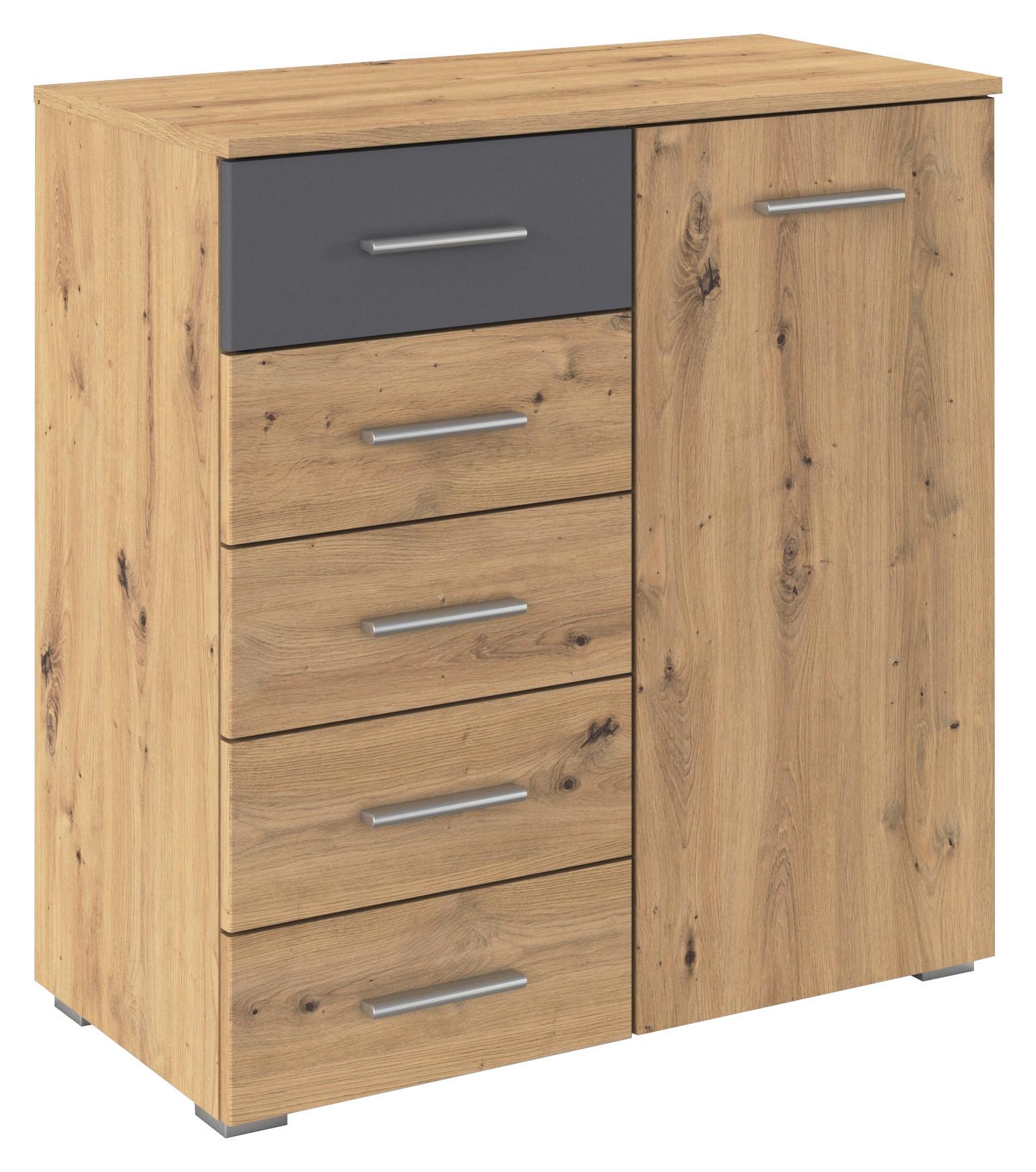 Komoda Foster - siva/hrast Artisan, Konvencionalno, drvni materijal/plastika (80/84/40cm) - Modern Living