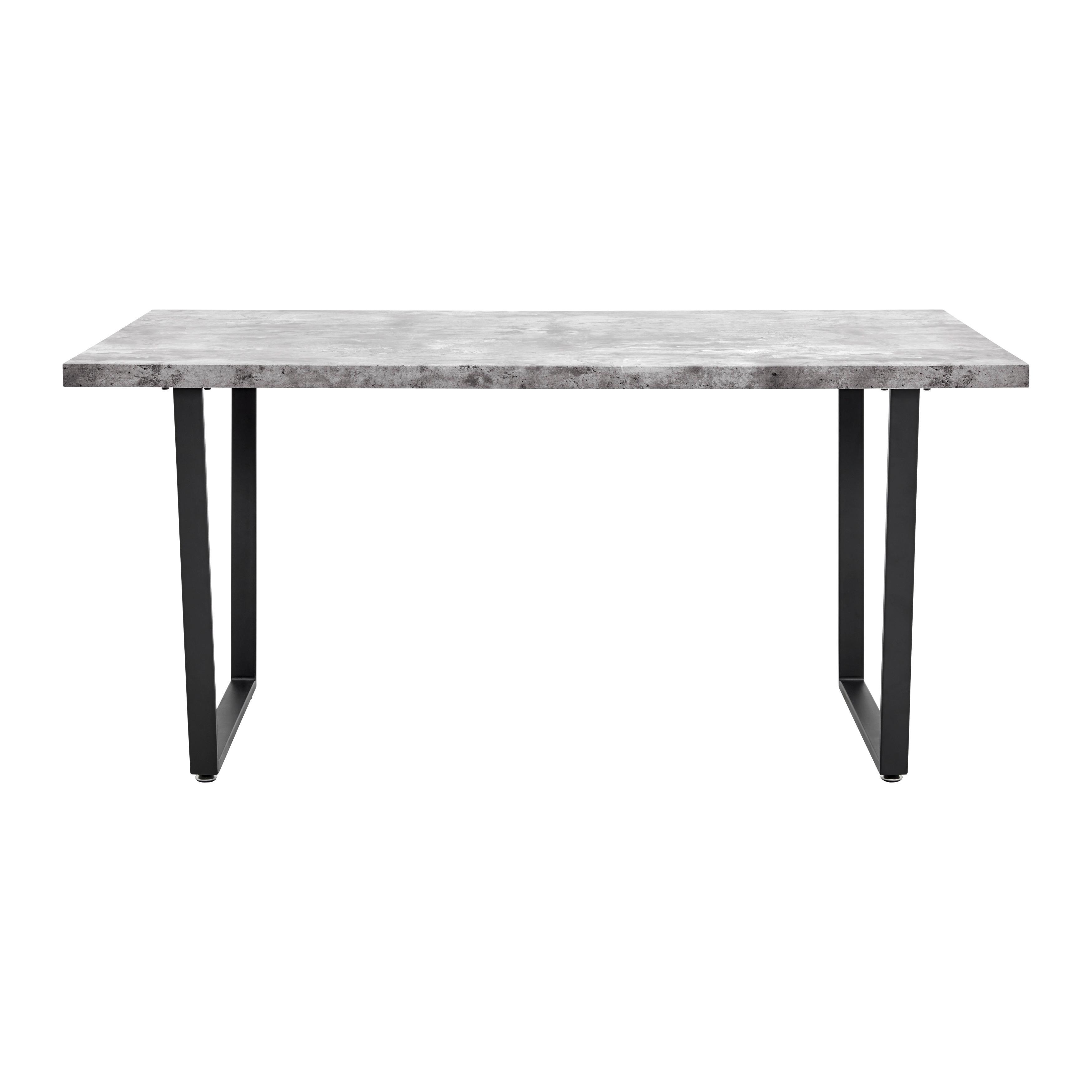 Esstisch DAVE Betonoptik ca. 160x90 cm - Schwarz/Grau, Modern, Metall (160/90/76cm) - Bessagi Home