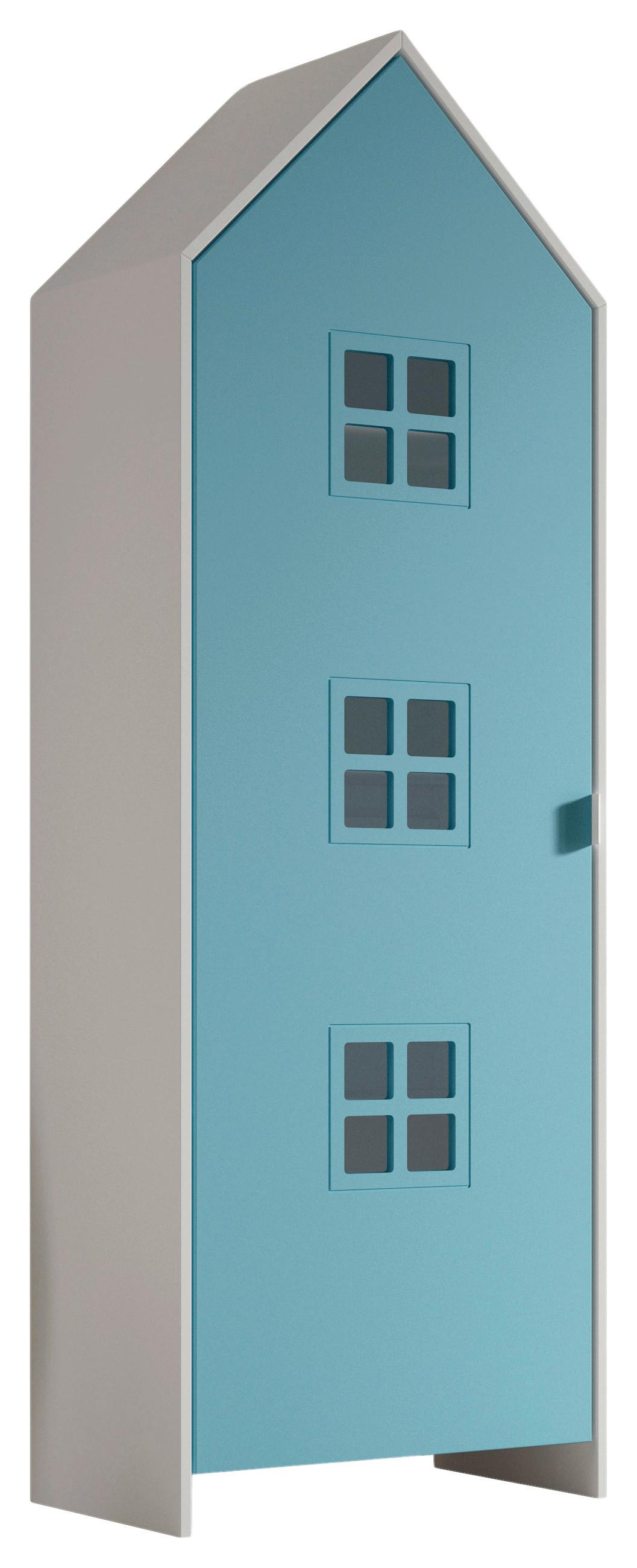 Kinderkleiderschrank Casami ca. 58x171x37 cm Weiß/Blau - Blau/Weiß, MODERN, Holzwerkstoff/Metall (57,6/171,3/37cm) - MID.YOU