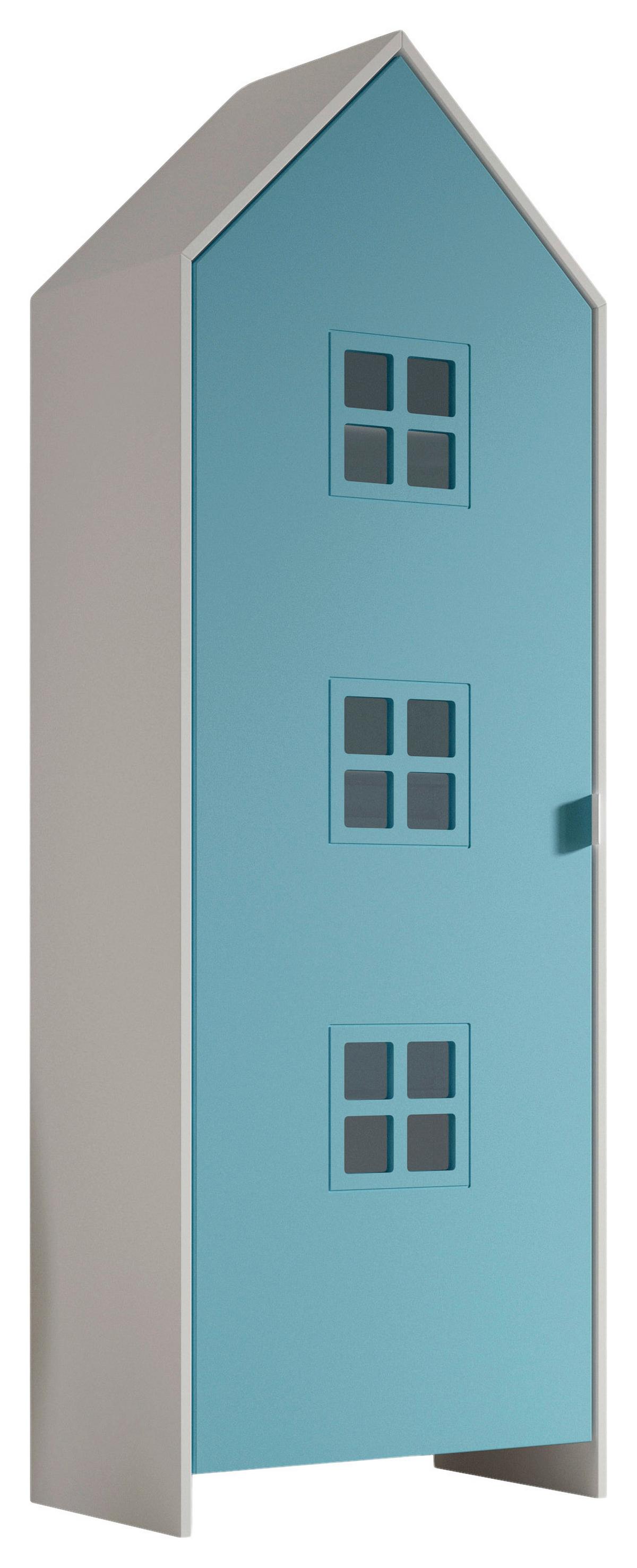 Kinderkleiderschrank Casami ca. 58x171x37 cm Weiß/Blau - Blau/Weiß, MODERN, Holzwerkstoff/Metall (57,6/171,3/37cm) - MID.YOU
