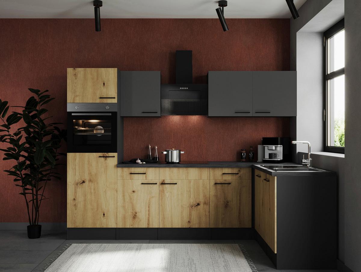 Kotna Kuhinja Z Aparati Oliver, 280x172cm - siva/črna, Design, kovina/leseni material (280/172cm) - Respekta