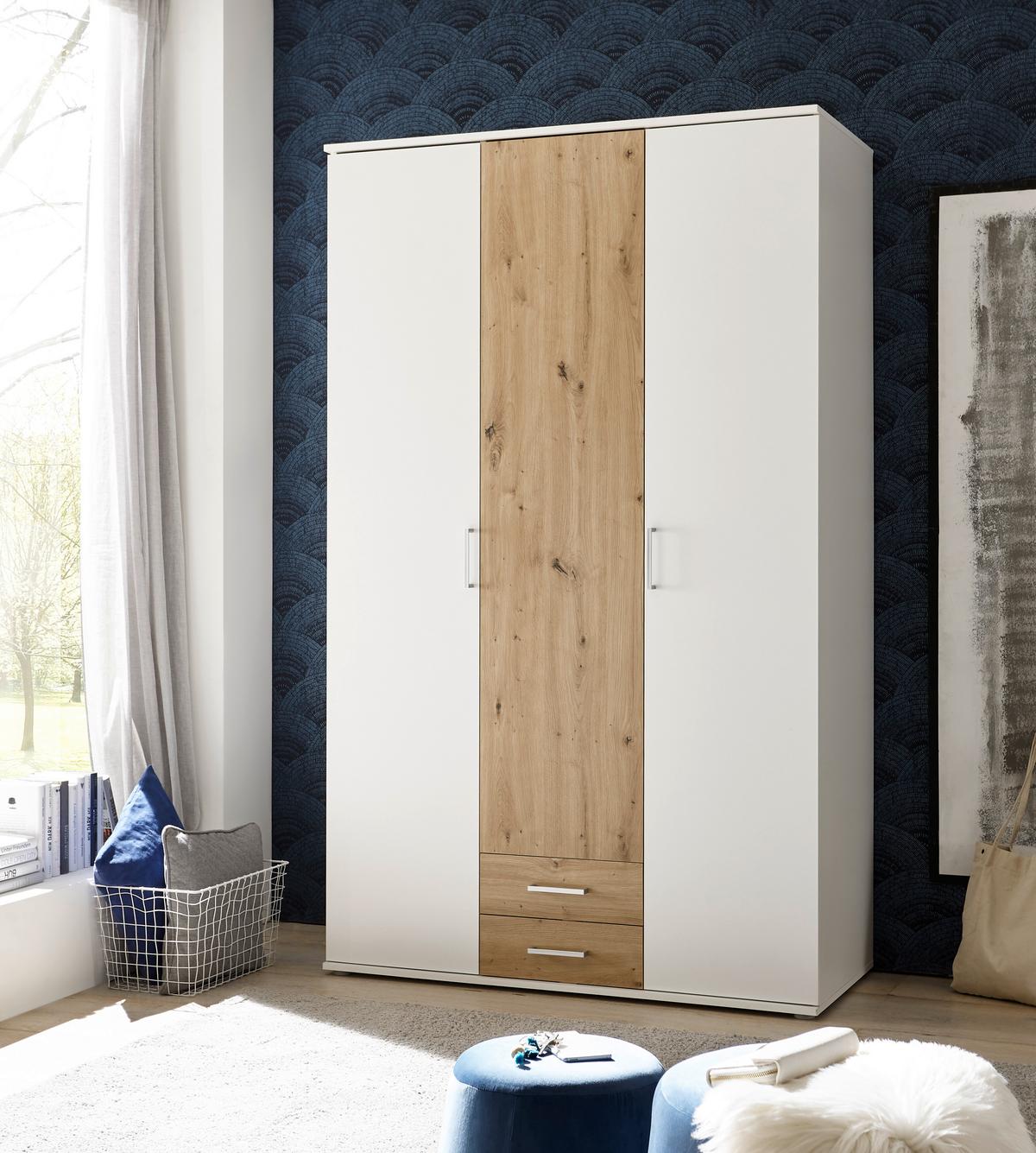 Ruhásszekrény Marburg - alumíniumszínű/Artisan tölgy, Konventionell, műanyag/faalapú anyag (119,6/196,3/53,5cm) - Based