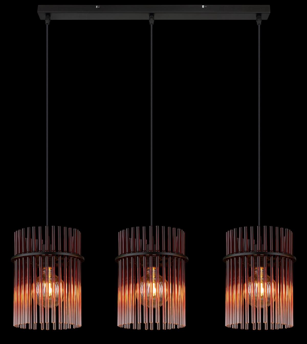 HÄNGELEUCHTE 15698-3HBR  GORLEY - Klar/Brombeere, Basics, Glas/Kunststoff (80/20/140cm) - Globo