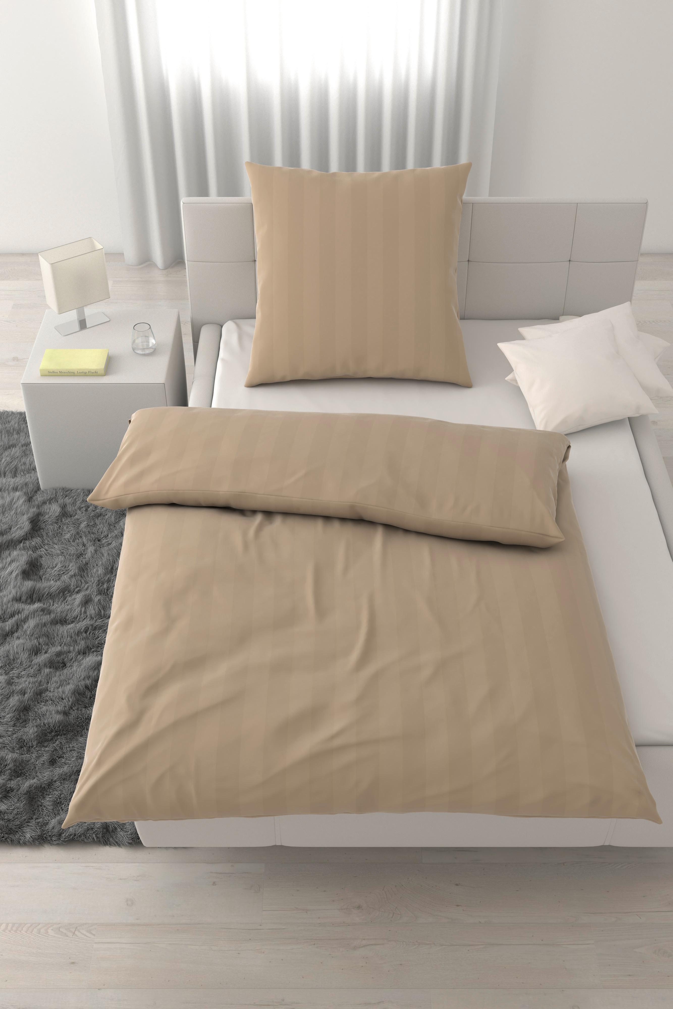Bettwäsche Xenia Streif Beige ca. 135x200cm - Beige, MODERN, Textil (135/200cm) - Premium Living