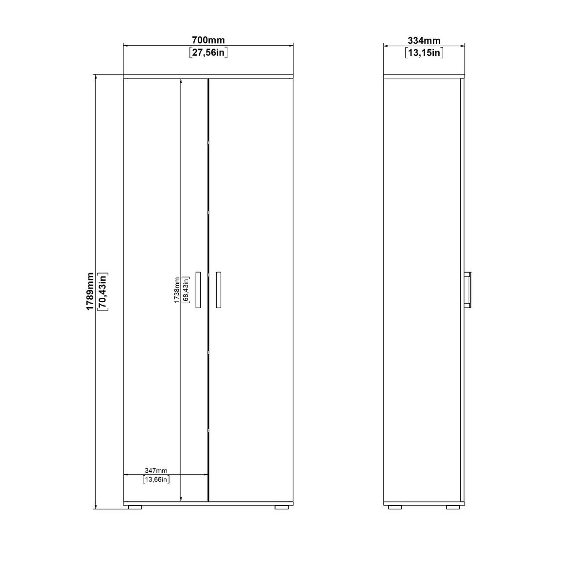 Mehrzweckschrank Jimmy I Weiß - Weiß, KONVENTIONELL, Holzwerkstoff (70/178.9/33,4cm) - Mömax