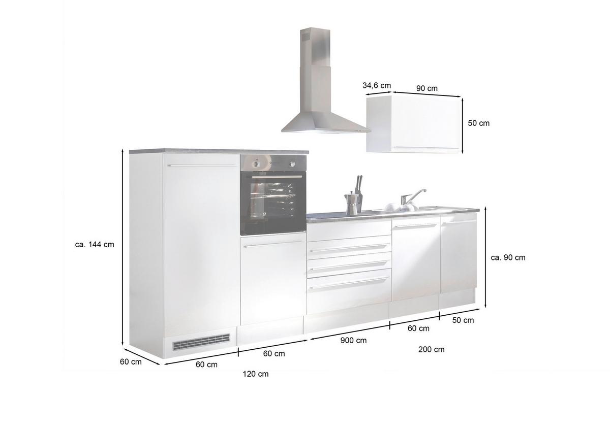 Küchenblock Jazz mit Geräten ca.320 cm Eiche/Anthrazit - Anthrazit/Schwarz, Basics, Holzwerkstoff/Kunststoff (320cm) - P & B