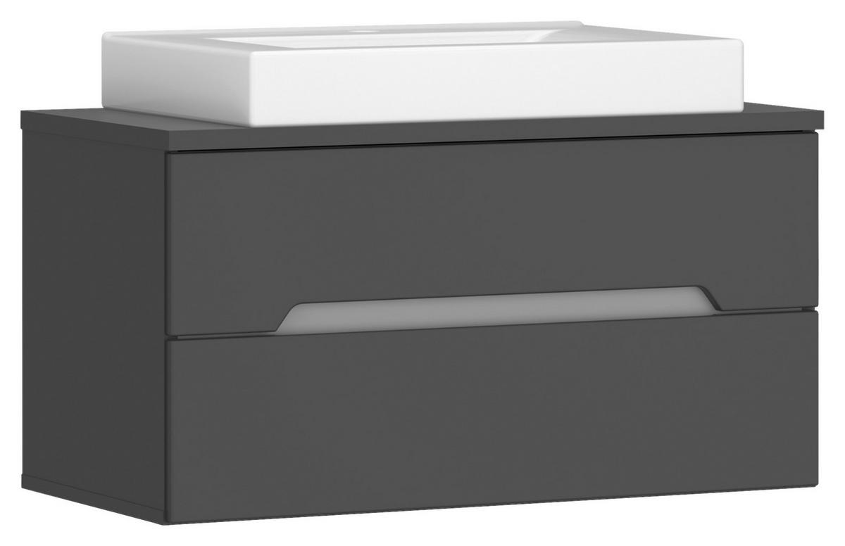 Bază cu lavoar Manhattan - alb/antracit, Modern, ceramică/material pe bază de lemn (80cm) - Luca Bessoni