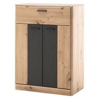 Schuhschrank in Grau/Eichefarben - Eichefarben/Anthrazit, MODERN, Holzwerkstoff/Metall (69/96/39cm) - Premium Living