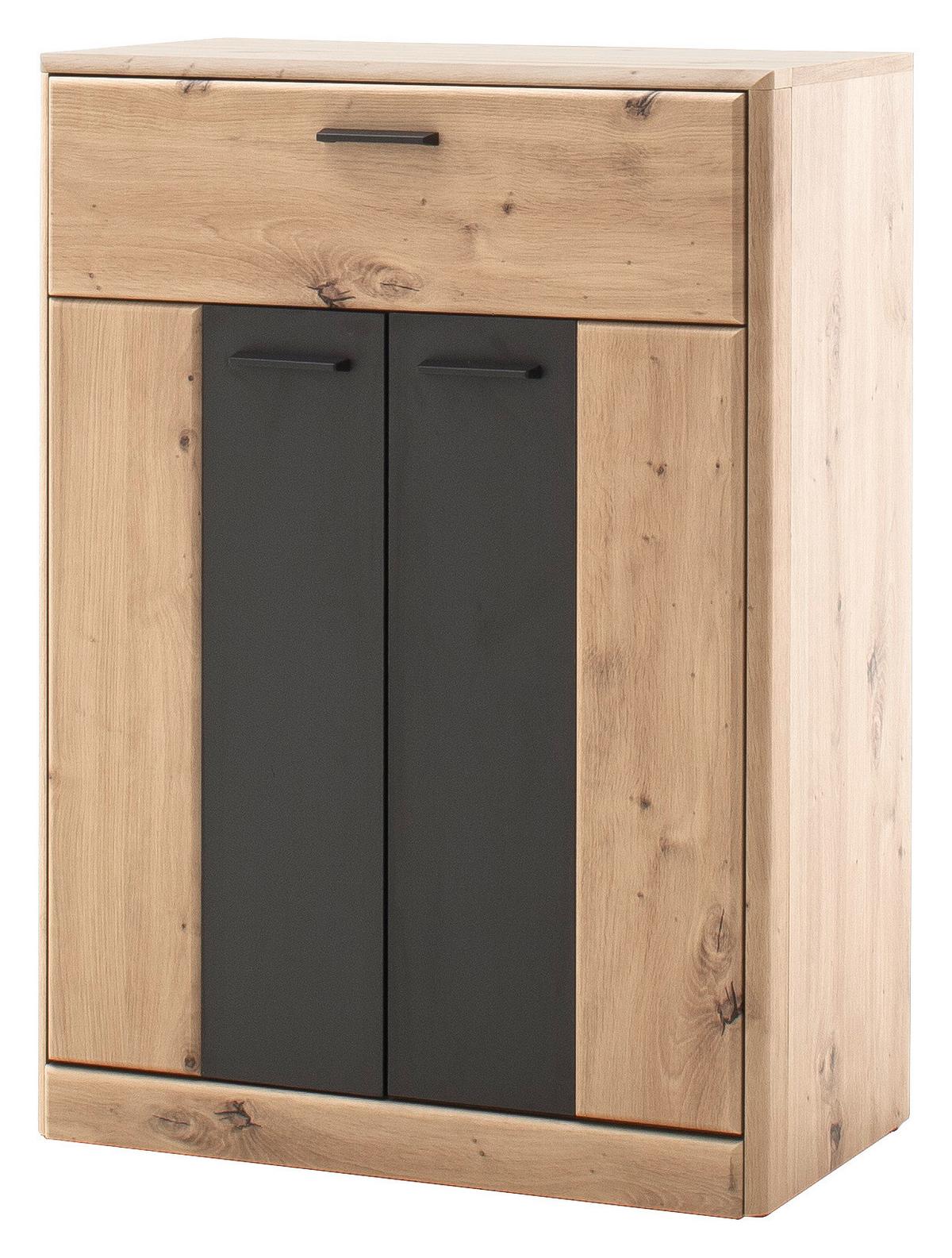 Schuhschrank in Grau/Eichefarben - Eichefarben/Anthrazit, MODERN, Holzwerkstoff/Metall (69/96/39cm) - Premium Living
