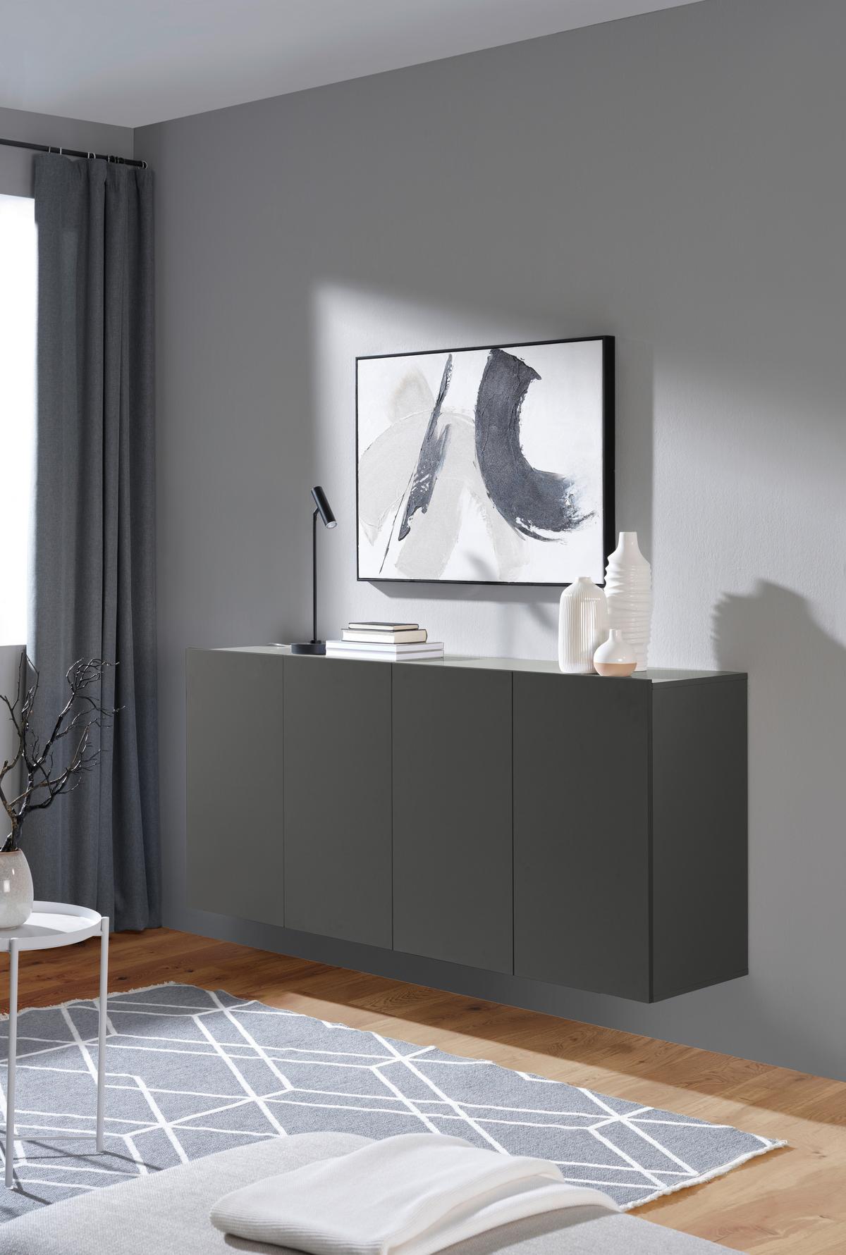 KOMODA SZEROKA NEWNIQ - antracytowy, Design, materiał drewnopochodny (180/80/42cm) - Hom`in