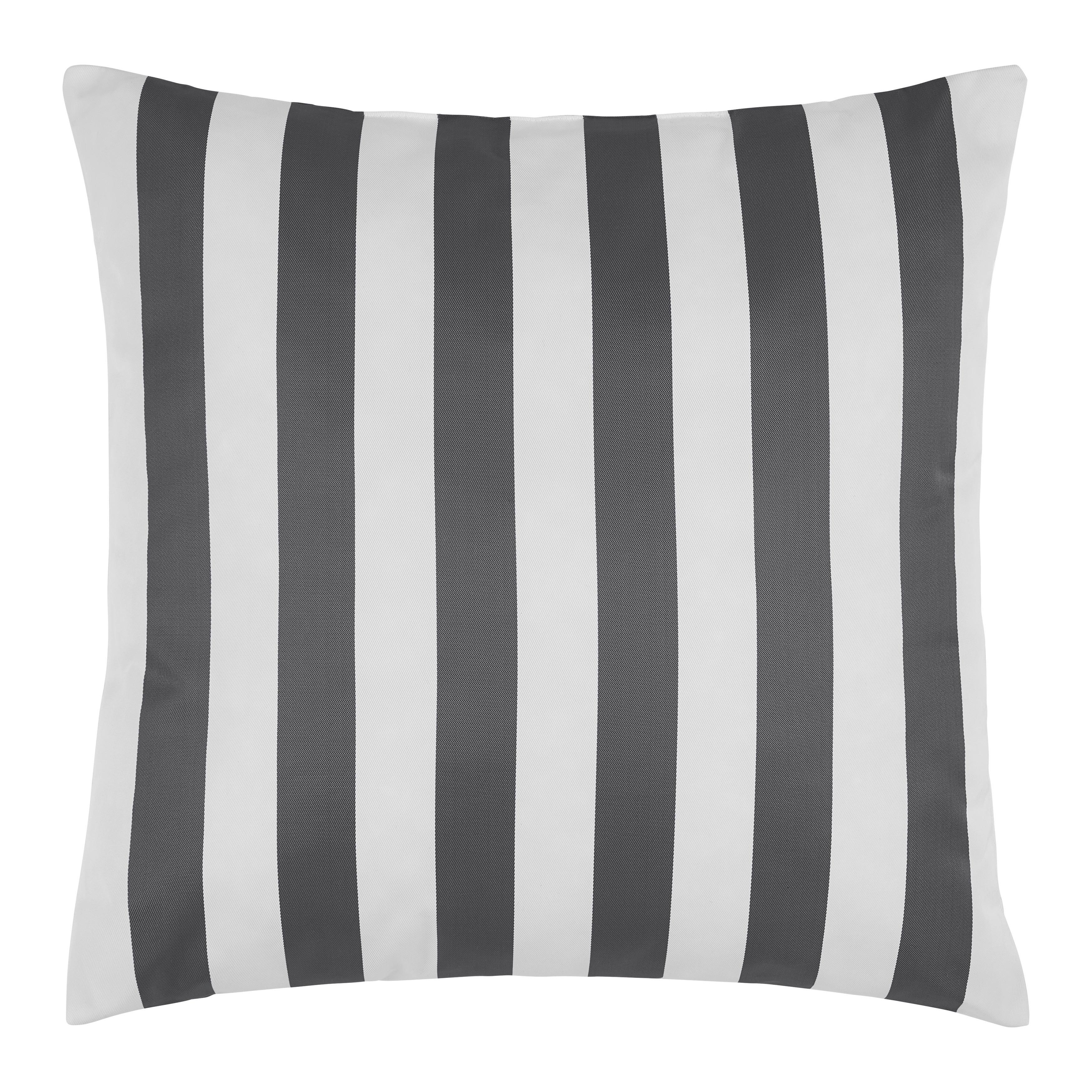 Outdoor-Kissen Amore Streif Grau/Weiß ca. 45x45cm - Weiß/Grau, Textil (45/45cm) - Mömax
