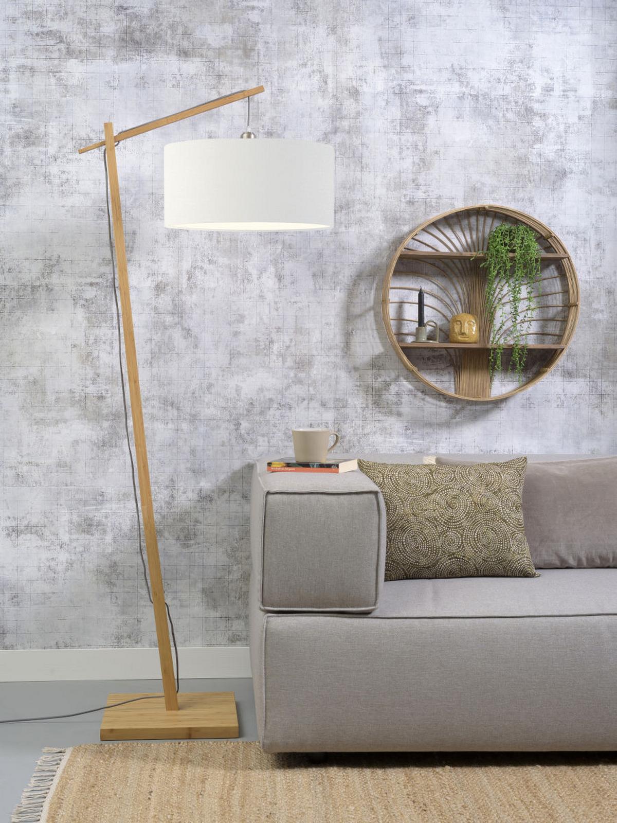 Stoječa Svetilka Andes, Bela, Bambus - bela/naravne barve, Design, tekstil/les (70/176cm) - Good & Mojo