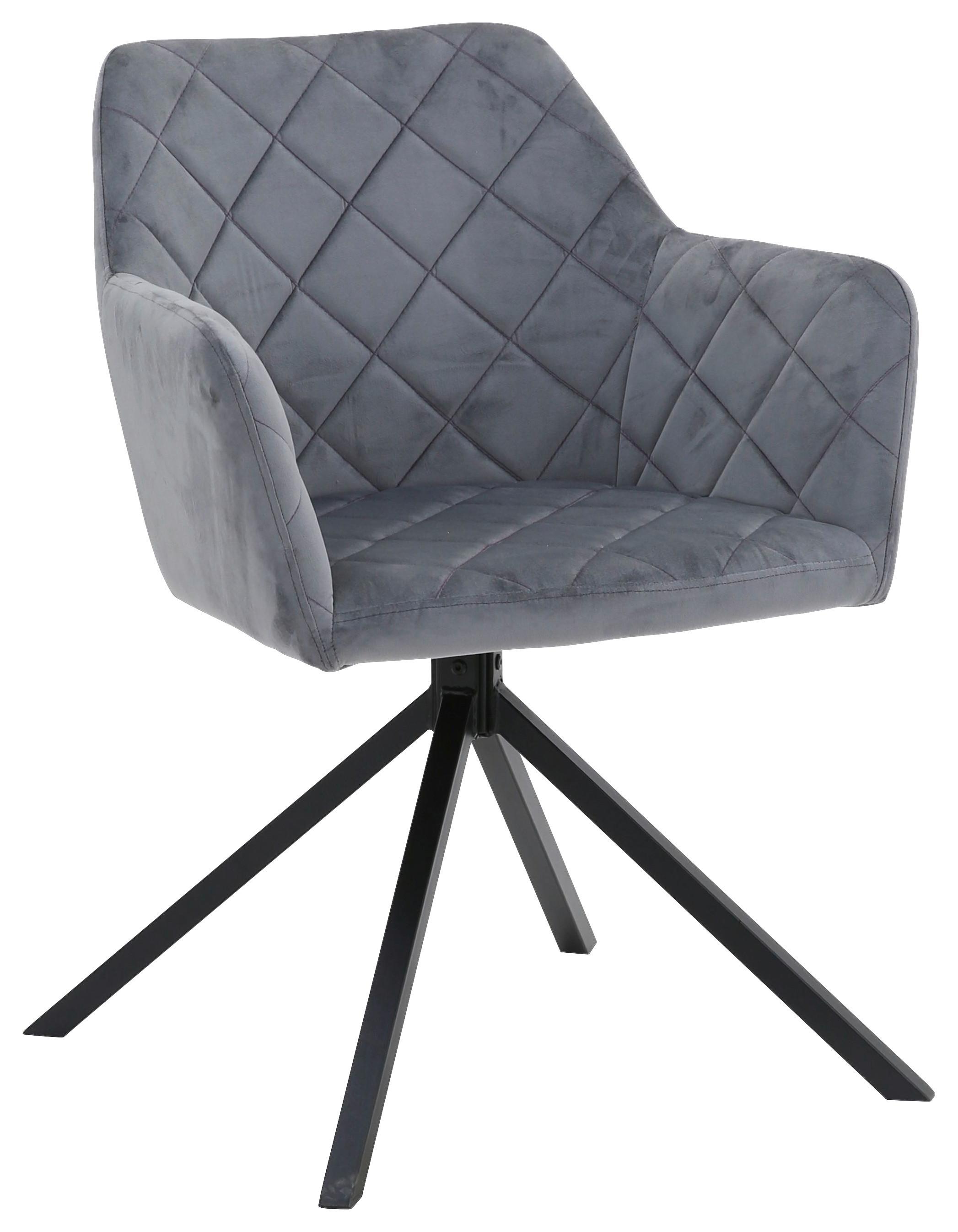 Stol Patti, Siva, Vrtljiv - črna/svetlo siva, Konvencionalno, kovina/tekstil (58/81/54cm)