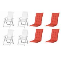 GARTENSTUHL-SET TAMPA+AUFLAGEN SET - Rot/Weiß, MODERN, Kunststoff/Textil (44/111/50cm) - Gardenson