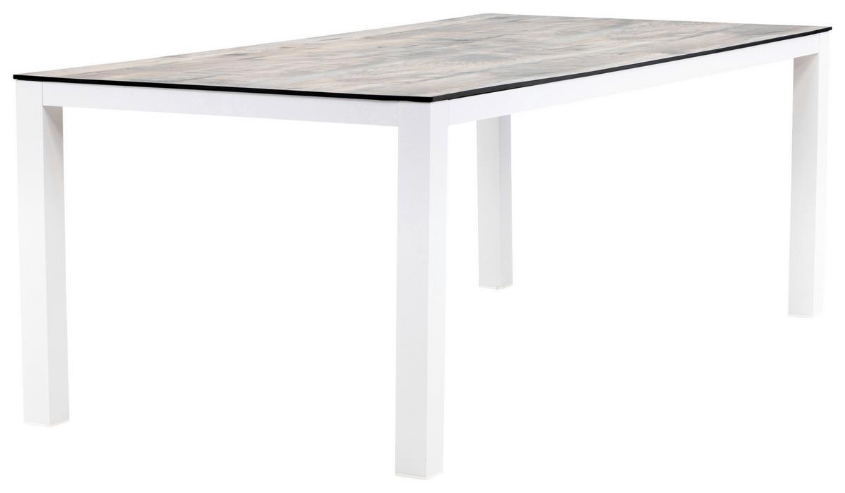 Gartentisch Llama ca. 205x100x75 cm Grau/Weiß - Weiß/Grau, KONVENTIONELL, Kunststoff/Metall (205/100/75cm) - Gardenson