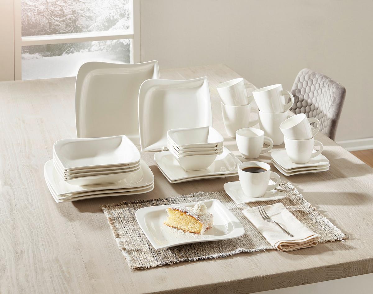 SERWIS OBIADOWO-ŚNIADANIOWY LA MUSICA - biały, Konventionell, ceramika - Novel