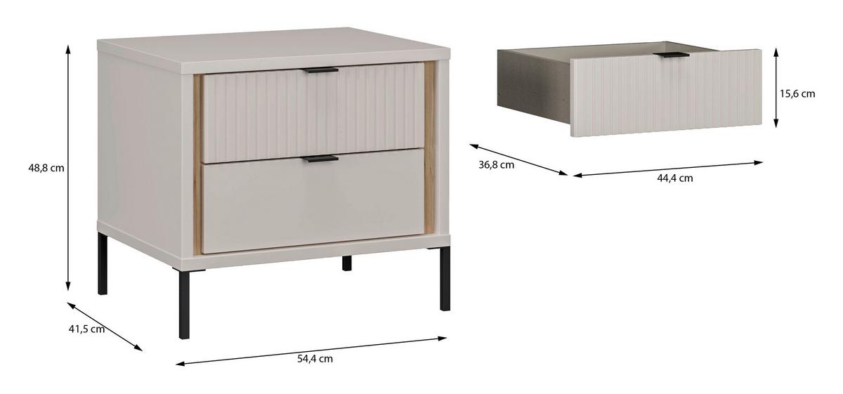 Noćni Ormarić Seravel - boje hrasta/boje pijeska, Konvencionalno, drvni materijal/metal (54,4/48,8/41,5cm) - Modern Living