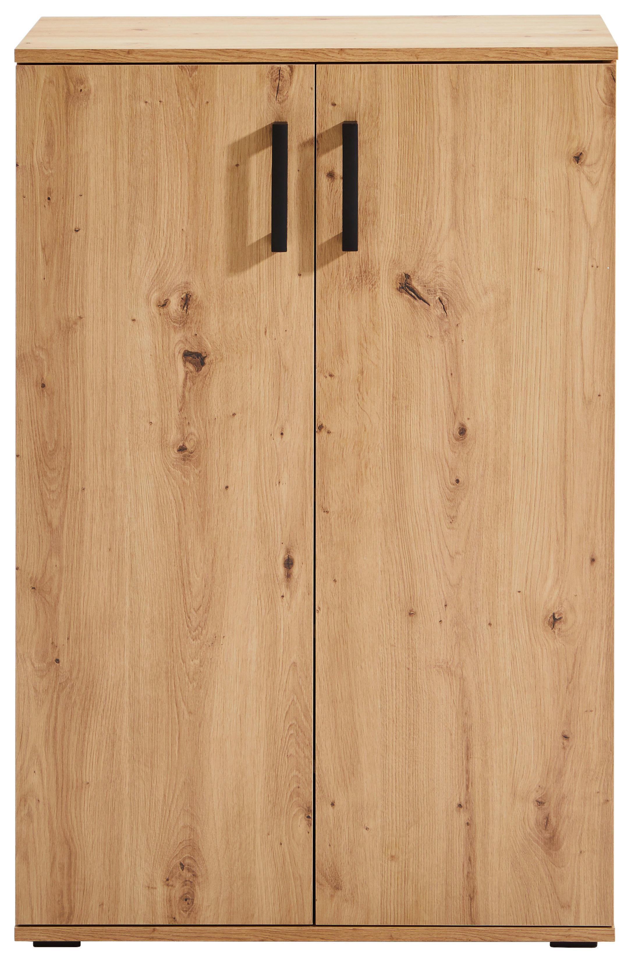 Schuhschrank in Eiche - Eichefarben/Schwarz, MODERN, Holzwerkstoff/Kunststoff (70/106/34cm) - Mömax