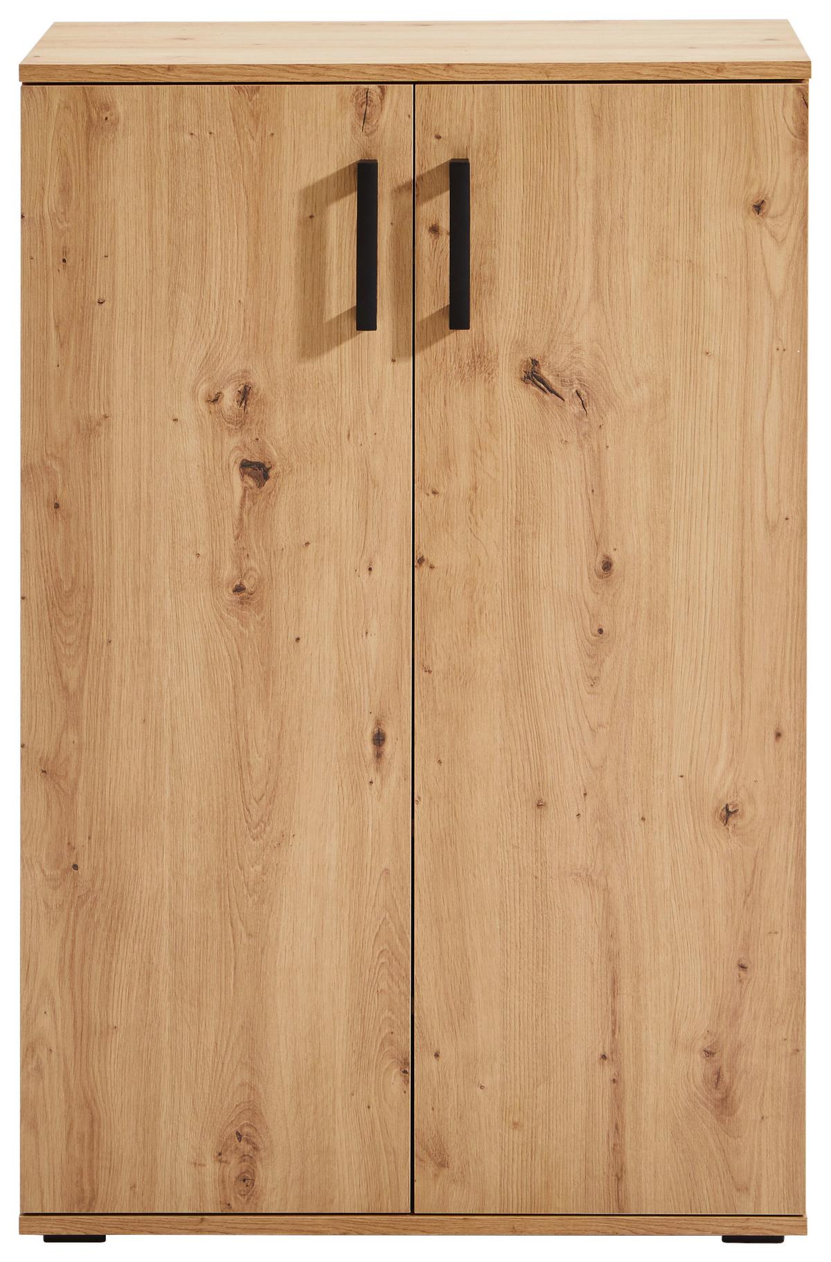 Schuhschrank in Eiche - Eichefarben/Schwarz, MODERN, Holzwerkstoff/Kunststoff (70/106/34cm) - Mömax