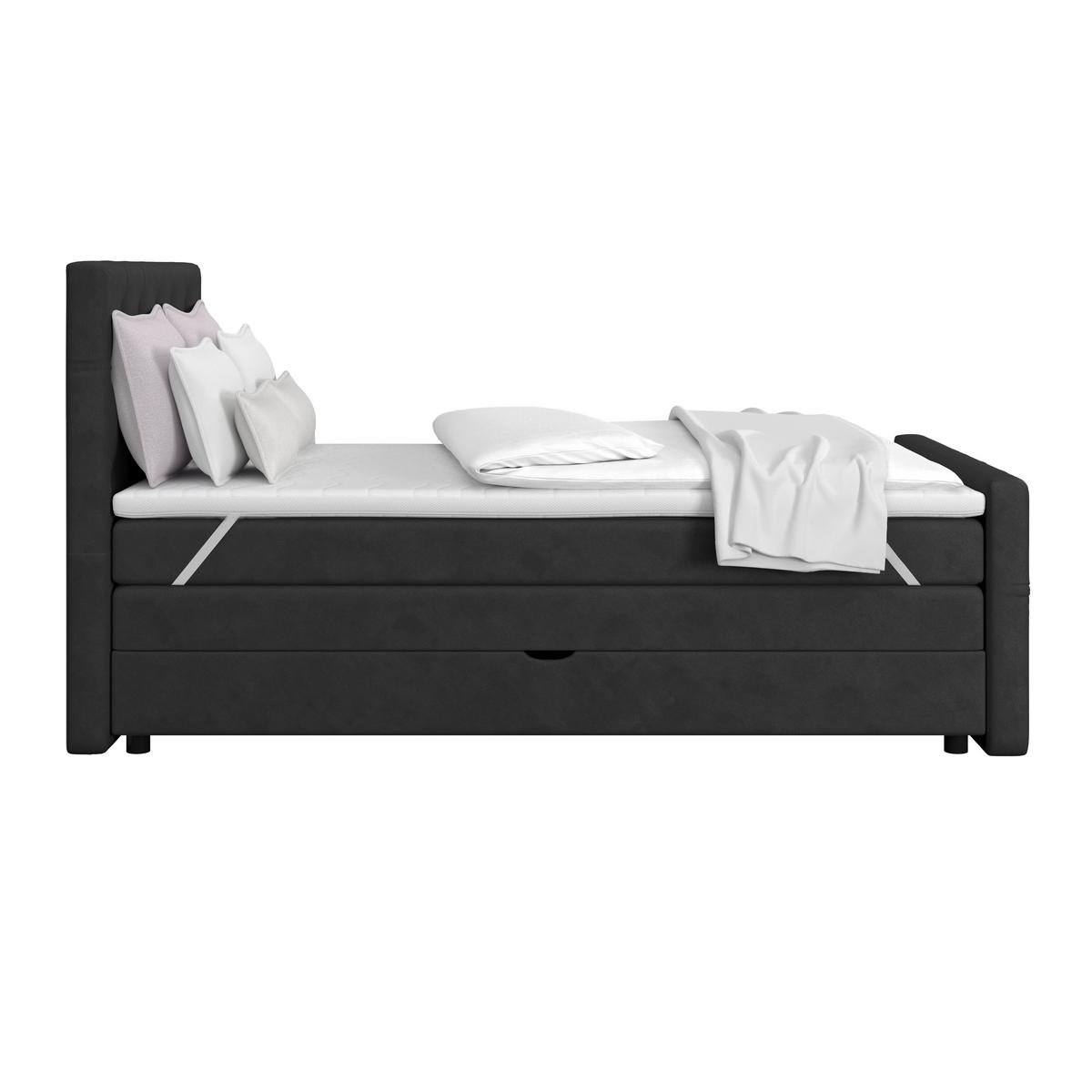 Boxspring Krevet Elio - bež/crna, Romantično / ladanjski, tekstil/plastika (140/200cm) - Modern Living