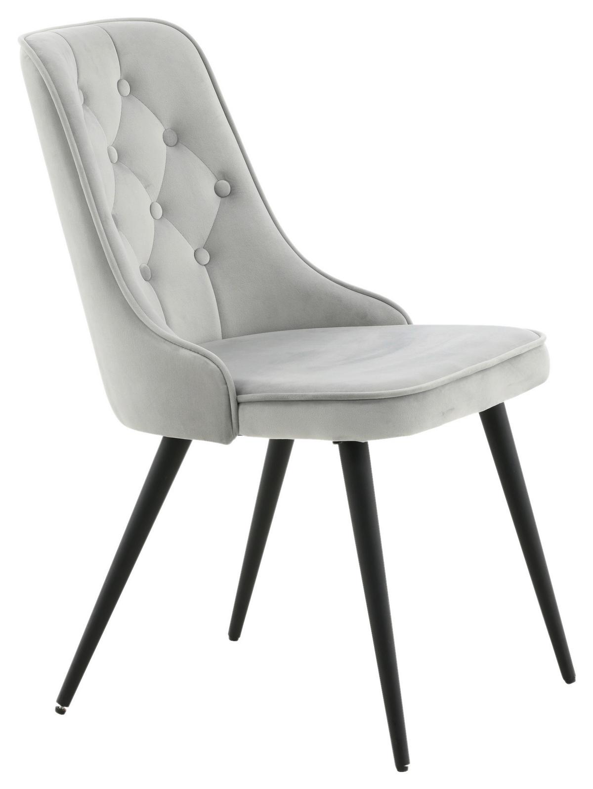 STUHL-SET VELVET DELUXE - Hellgrau/Schwarz, Design, Kunststoff/Textil (50/88,5/66cm) - Livetastic