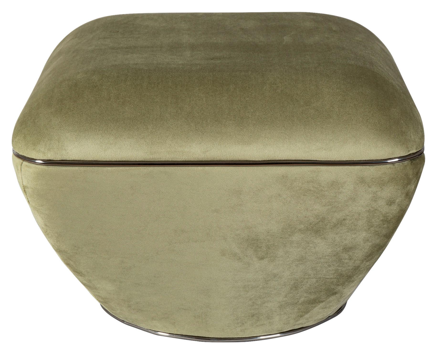 HOCKER CONTESSA 125 - Graphitfarben/Grün, Design, Textil/Metall (60/42,5cm) - Kayoom