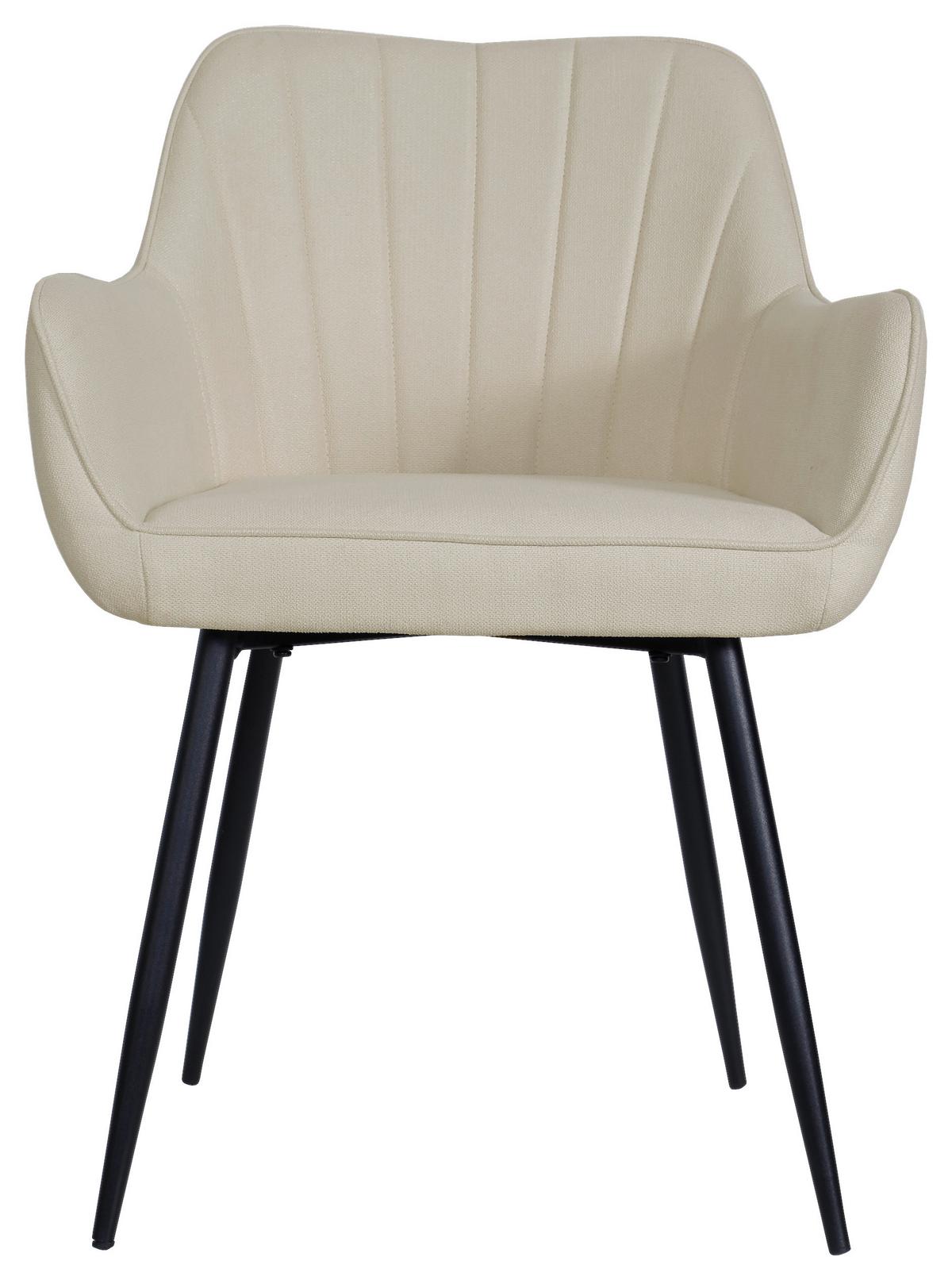 KRZESŁO Z PODŁOKIETNIKAMI ANNA - beżowy/czarny, Modern, metal/drewno (57/79/58cm) - MID.YOU