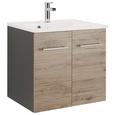 Waschtischkombi Eiche/Anthrazit - Chromfarben/Eichefarben, MODERN, Holzwerkstoff/Weitere Naturmaterialien (60/57/47cm)