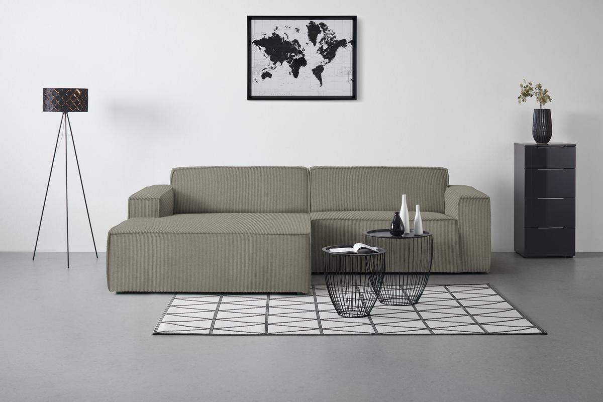 Wohnlandschaft Loft Graubraun - Graubraun/Schwarz, MODERN, Kunststoff/Textil (172/75/265cm) - Mömax