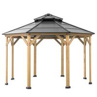Pavillon Gazebo Eggi Anthrazit Echtholz - Anthrazit, Basics, Kunststoff/Metall (396/318/396cm)