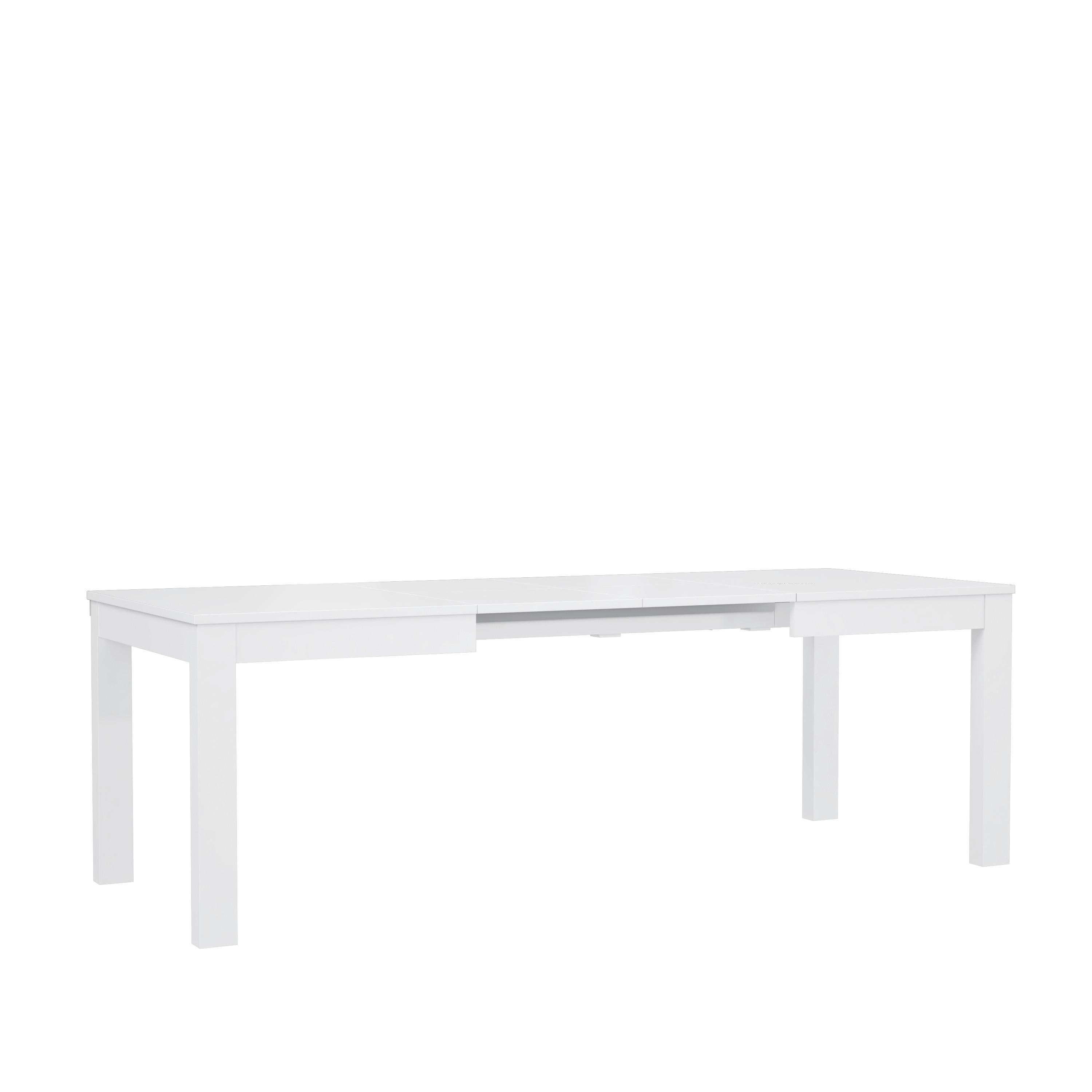 Stol Na Izvlačenje Viola - bijela/bijela visoki sjaj, Moderno, drvni materijal (140-240/76/90cm) - Premium Living