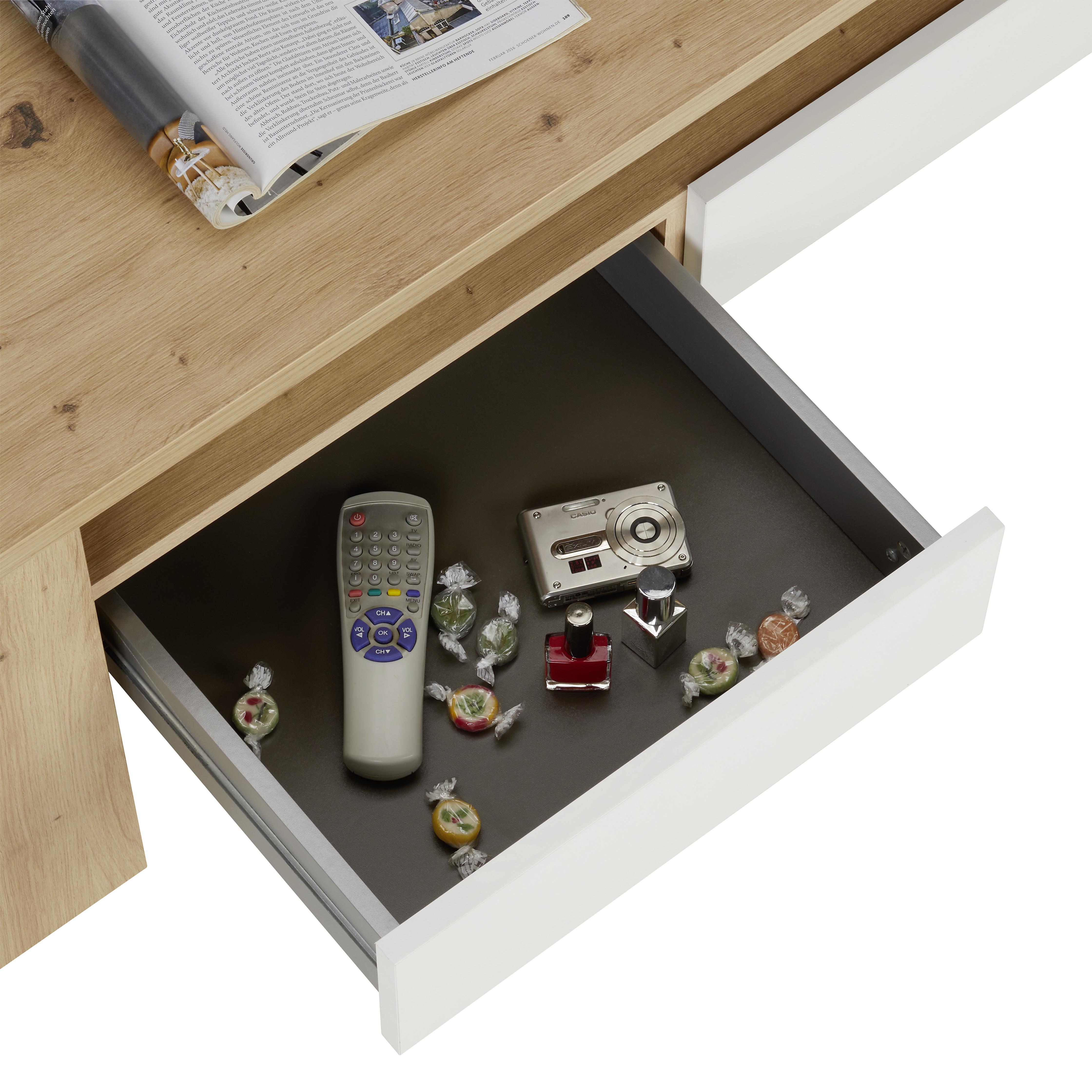 table basse in Weiss/Eichefarben - couleur de chêne/blanc, Konventionell, matériau de bois (110/65/44cm) - Mömax