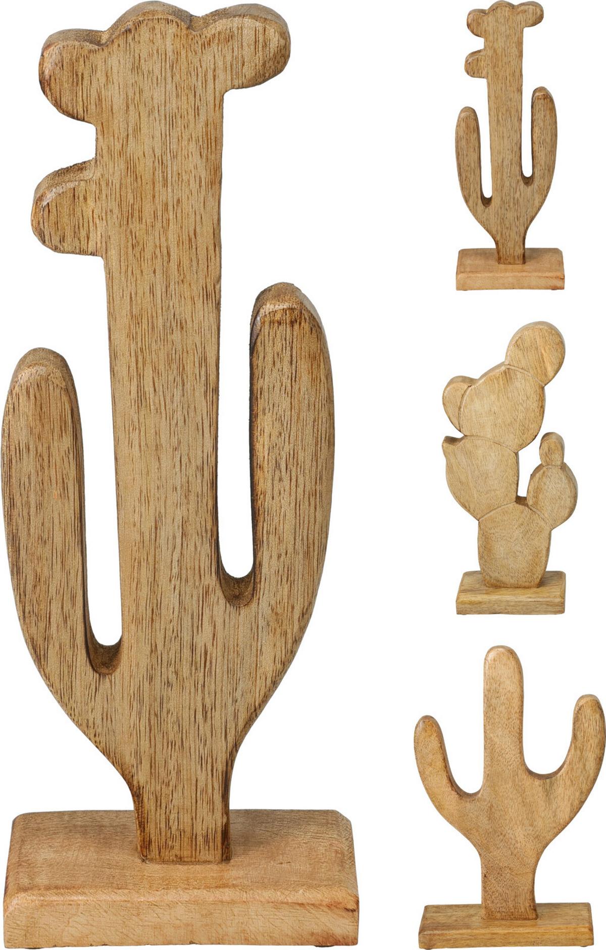 Dekor Kaktusz Cactus - natúr színű, fa (10/6/29,5cm)