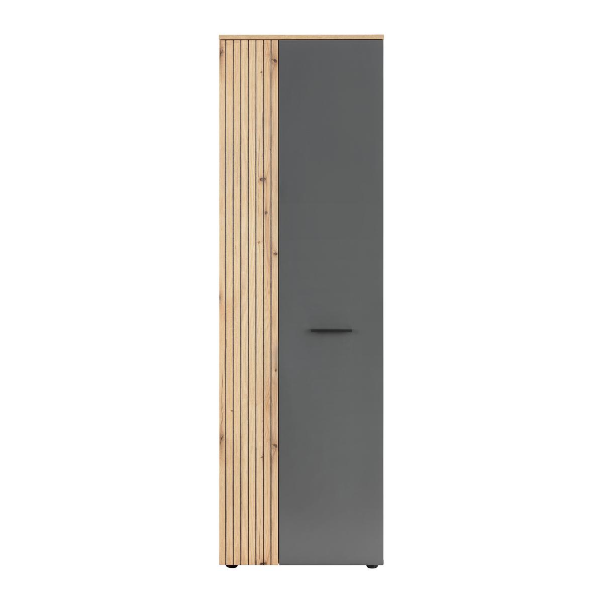 Dulap pentru hol CADIX - culoare lemn stejar/antracit, Modern, material pe bază de lemn (60/195/36cm) - Modern Living