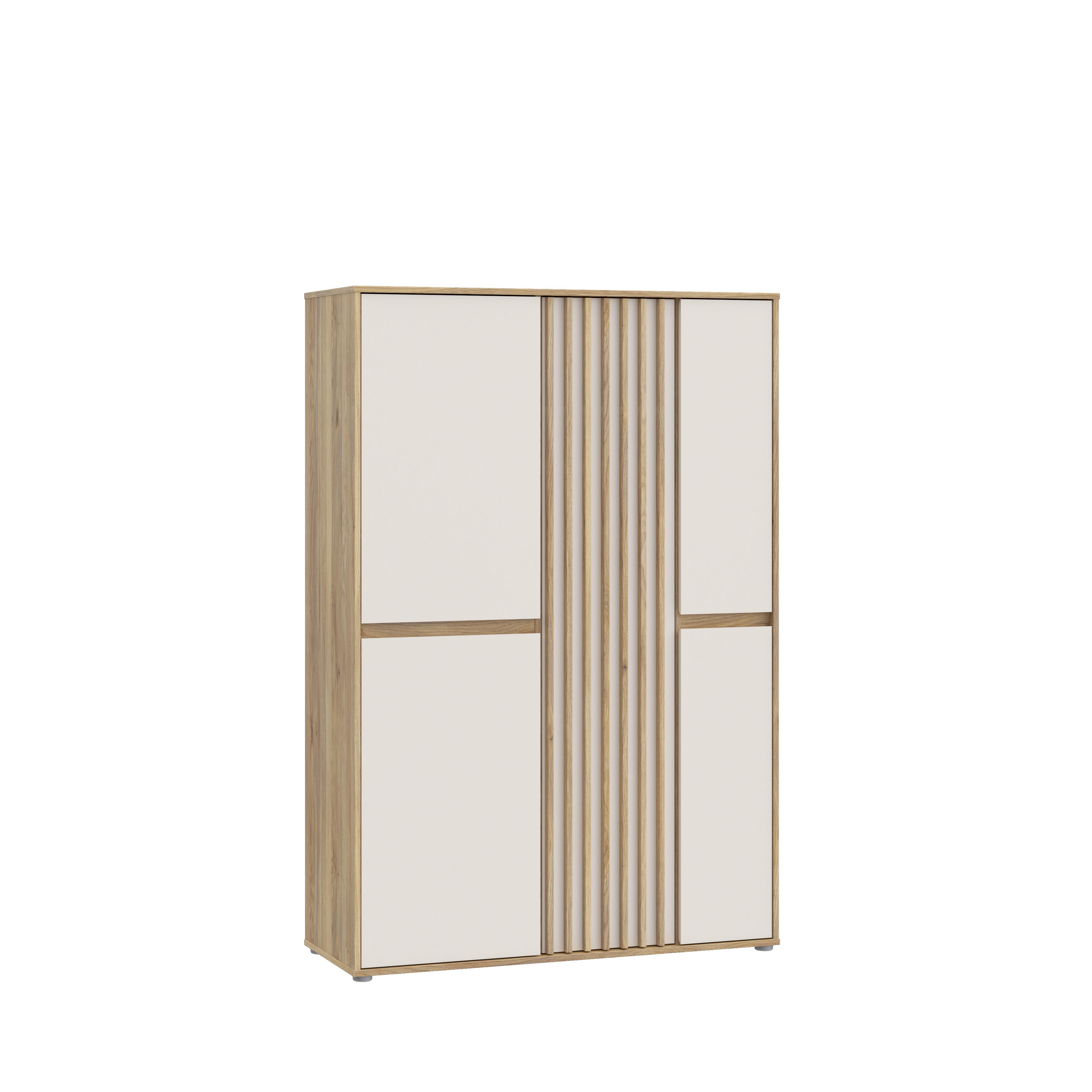 Komoda Eliston - siva/boje hrasta, Natur, drvni materijal/plastika (109,3/161,7/41,5cm) - Modern Living