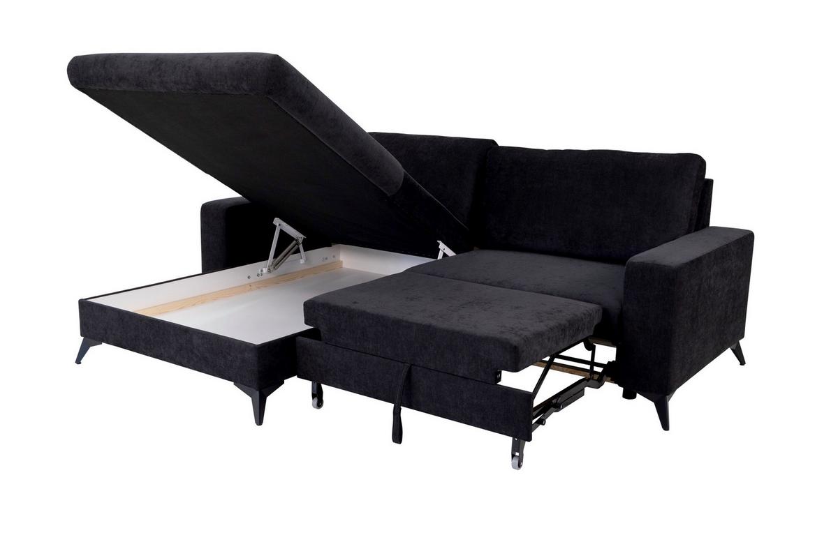 Sarokkanapé Sunny - fekete, Modern, textil (244/87/177cm) - Mömax