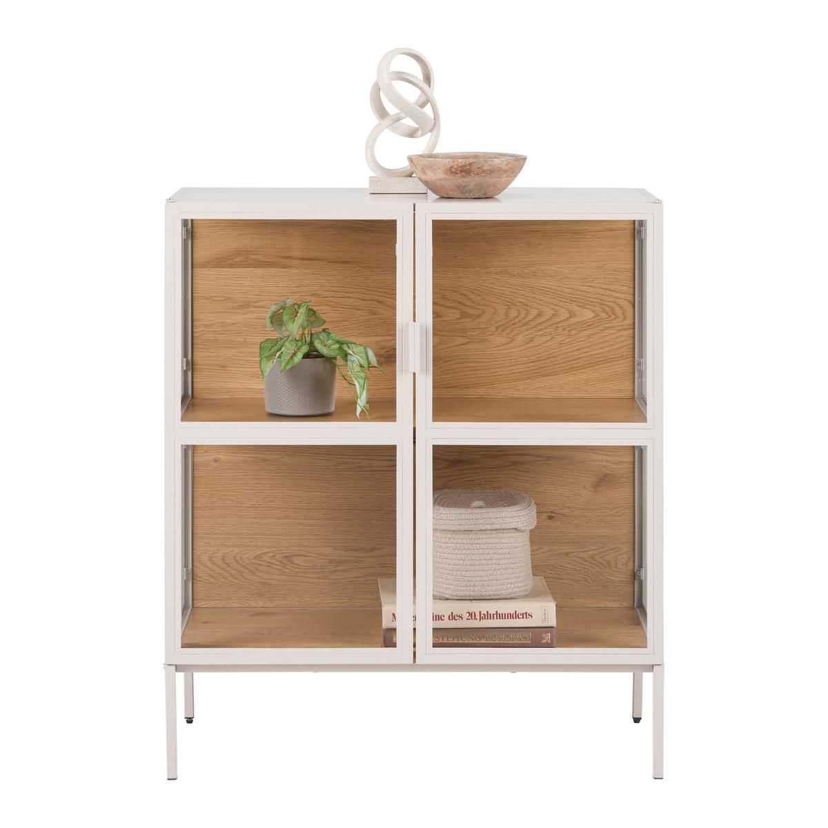Vitrine Amy Eichefarben/Beige - Eichefarben/Beige, Modern, Glas/Holzwerkstoff (80/93,5/35cm) - Mömax