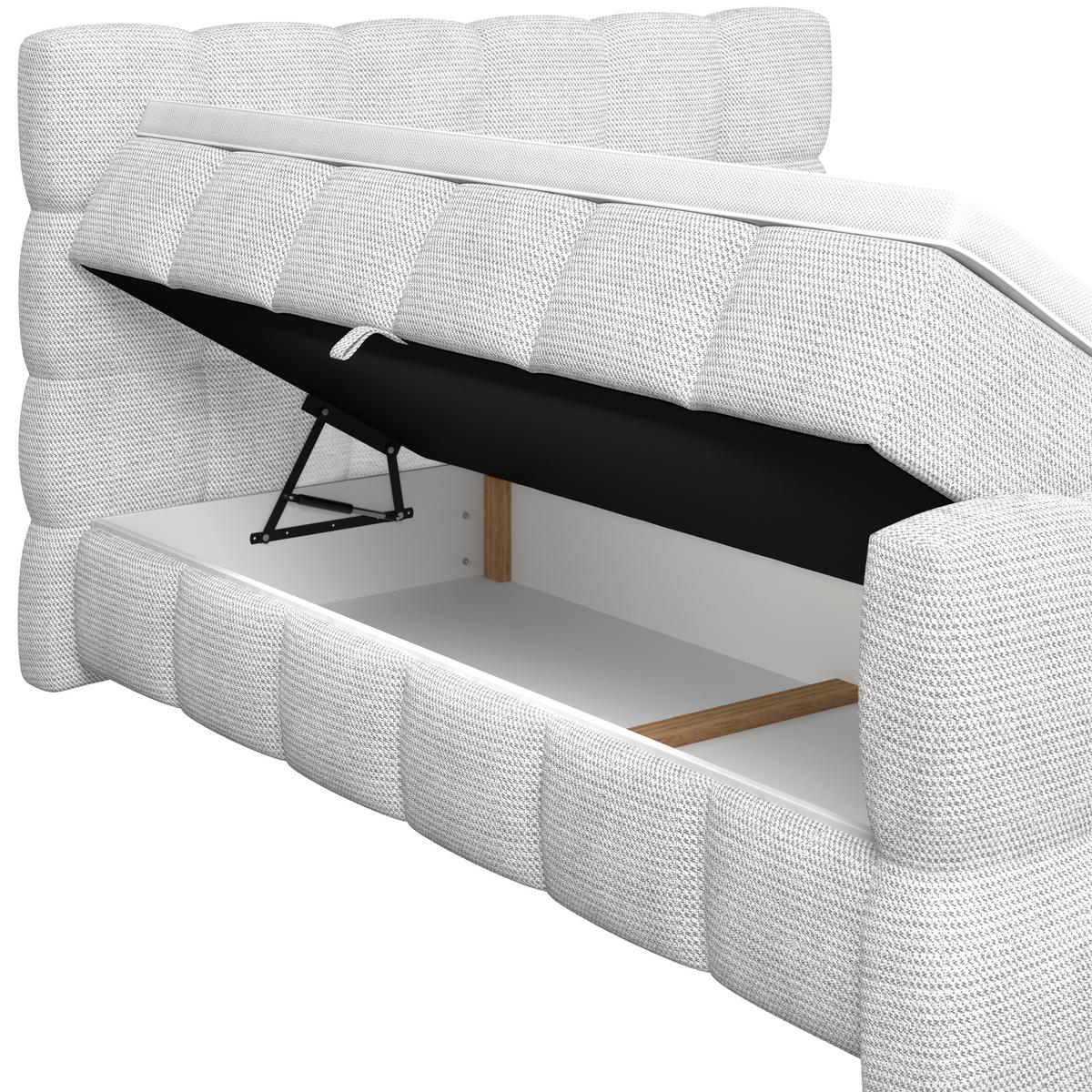 Postelja Boxspring Brisbane, Sivobela, 180x200 - črna/sivobela, Trend, umetna masa/tekstil (180/200cm) - Premium Living