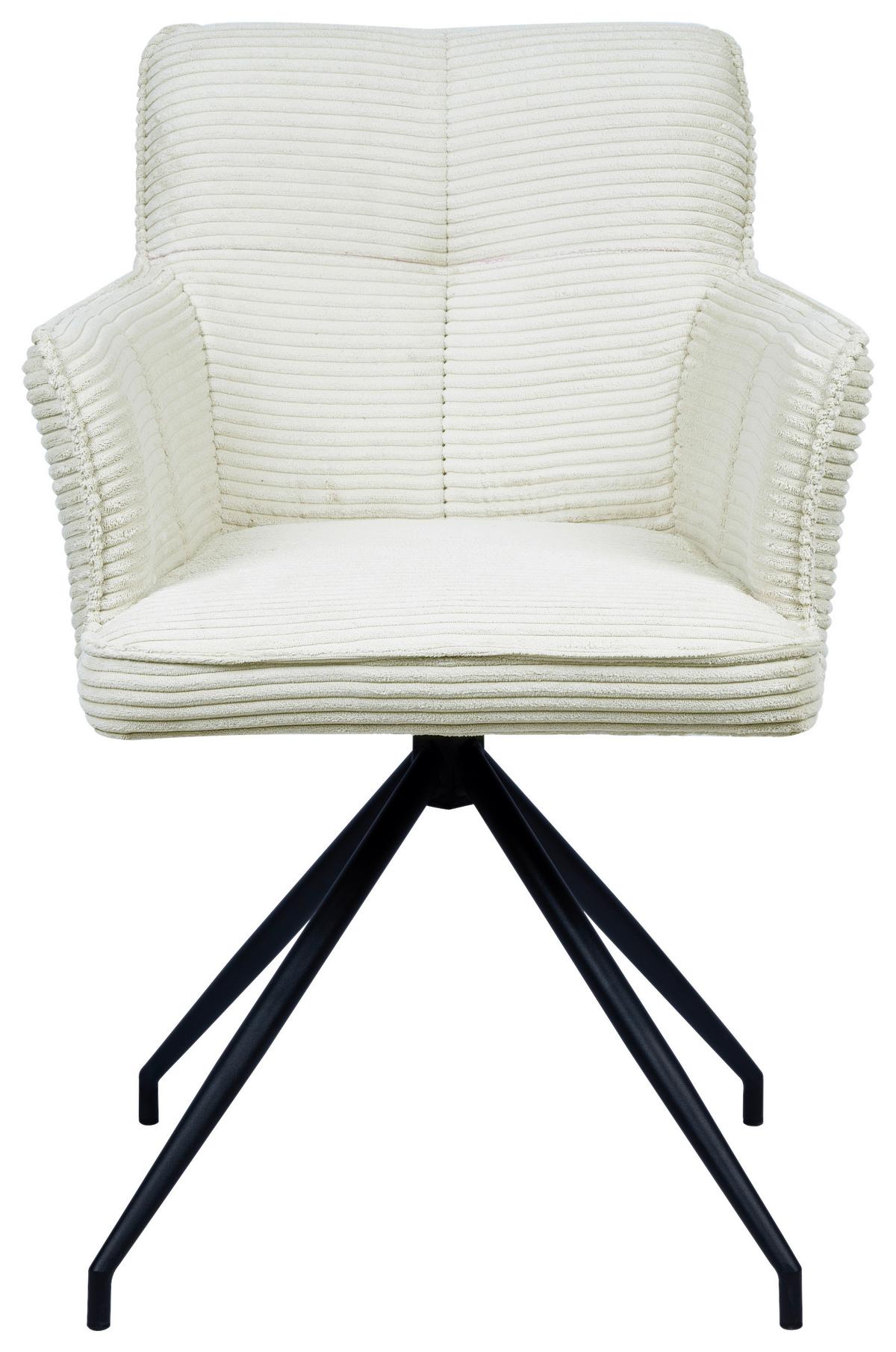 KRZESŁO Z PODŁOKIETNIKAMI BILL -EXKLUSIV- - kremowy/czarny, Design, metal/tkanina (58/84/62,5cm) - Novel