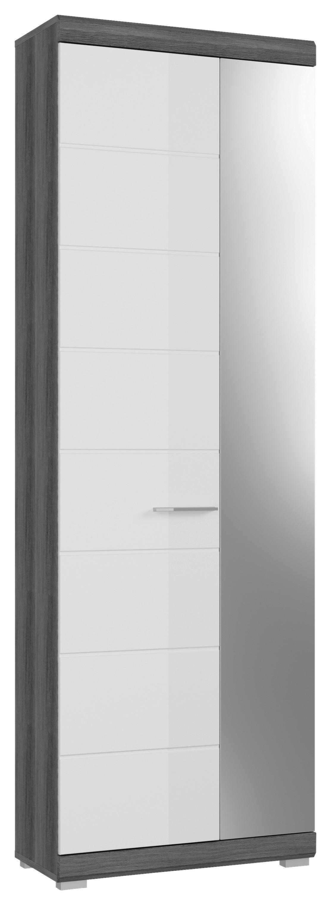 Garderobenschrank Scout ca. 90x96 cm Weiß/Grau - Chromfarben/Weiß Hochglanz, Design, Holzwerkstoff/Kunststoff (90/96/37cm) - MID.YOU