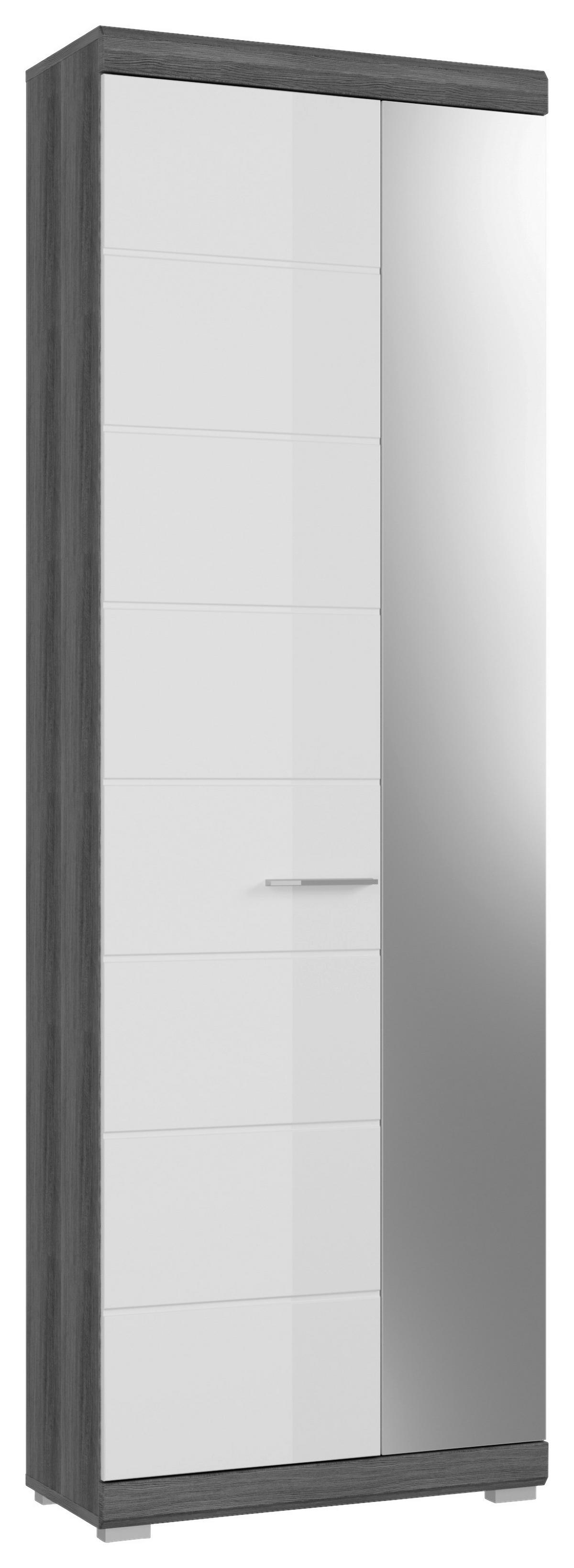 Garderobenschrank Scout ca. 90x96 cm Weiß/Grau - Chromfarben/Weiß Hochglanz, Design, Holzwerkstoff/Kunststoff (90/96/37cm) - MID.YOU