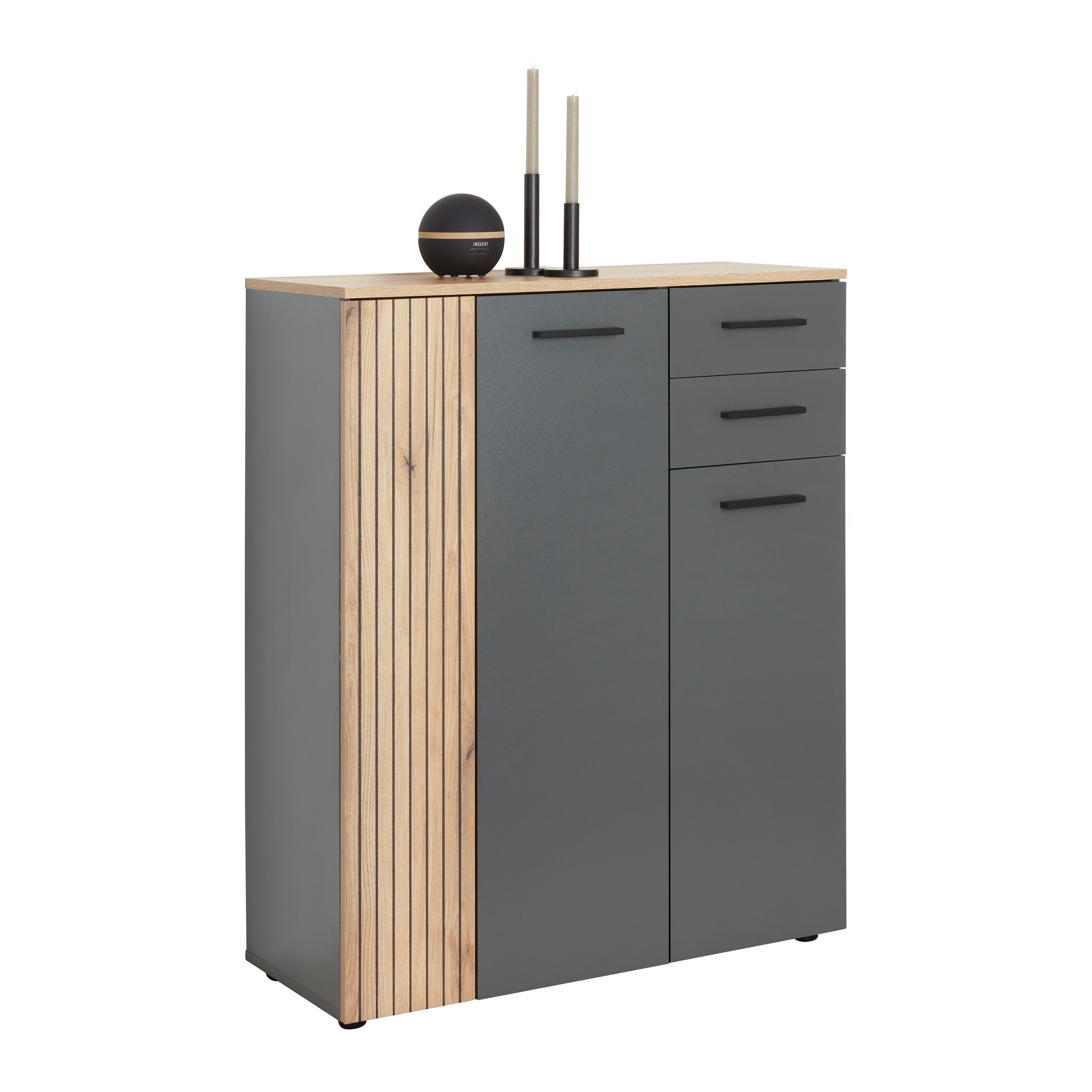 Omara Za Čevlje Cadix - črna/barve hrasta, Moderno, umetna masa/leseni material (90/110/36cm) - Mömax